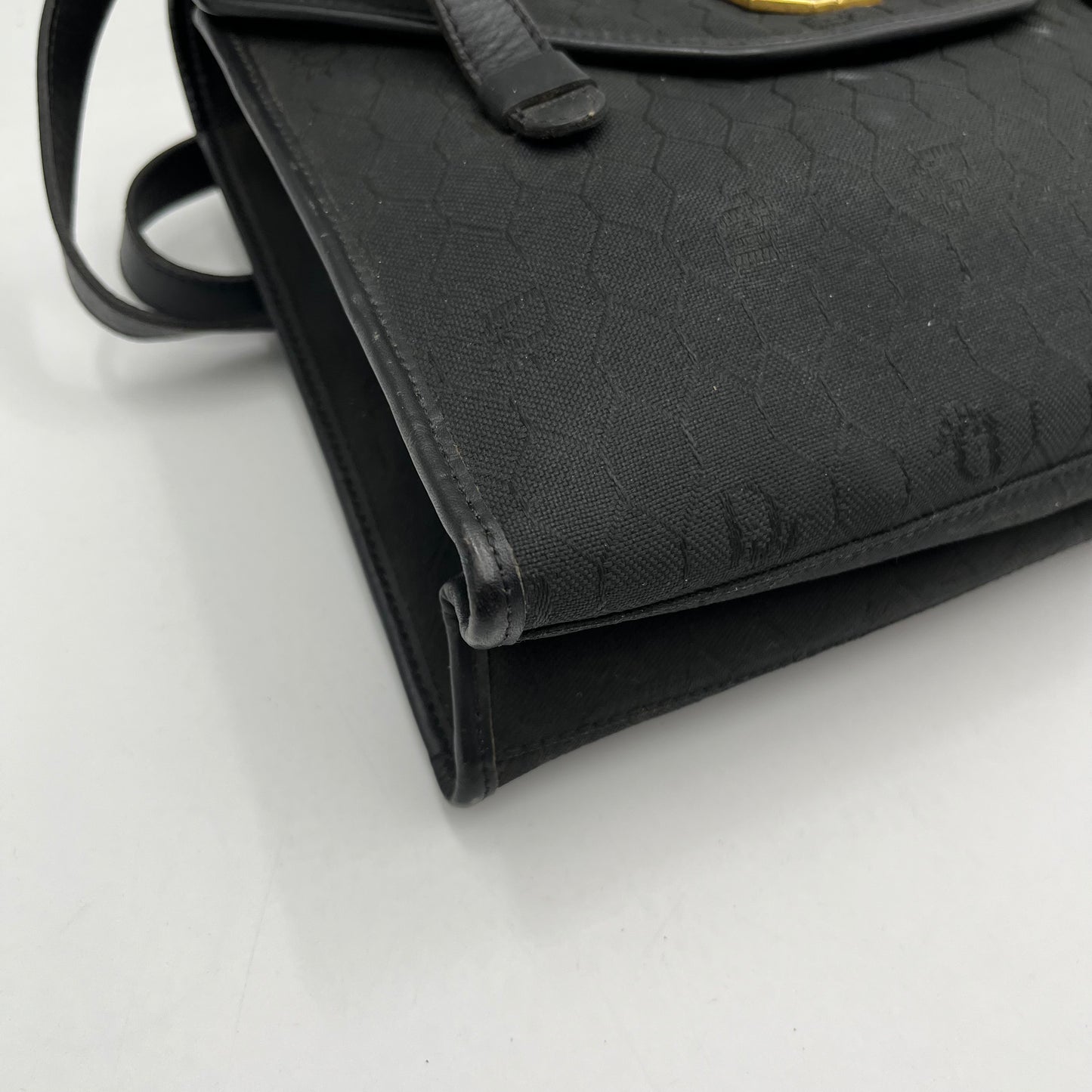 Christian Dior Black Honeycomb Canvas and Leather Flap Shoulder Bag