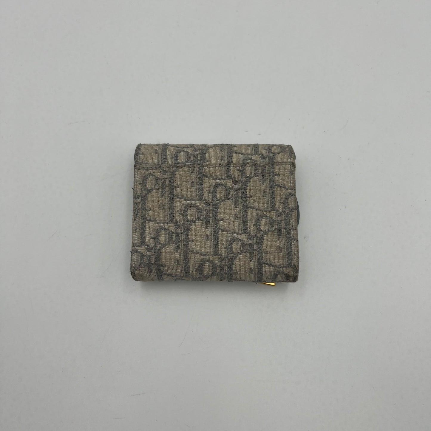 Christian Dior Gray Oblique Canvas Lotus Saddle Short Wallet