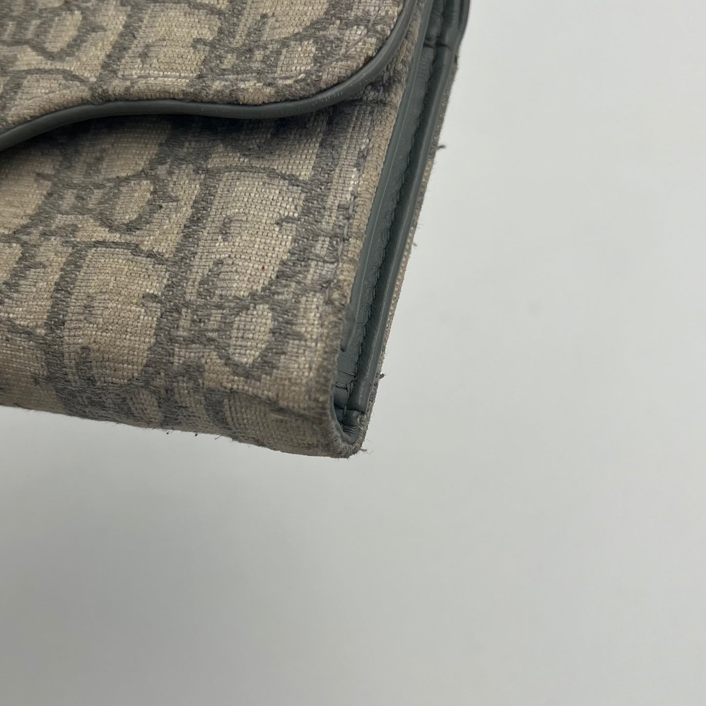 Christian Dior Gray Oblique Canvas Lotus Saddle Short Wallet