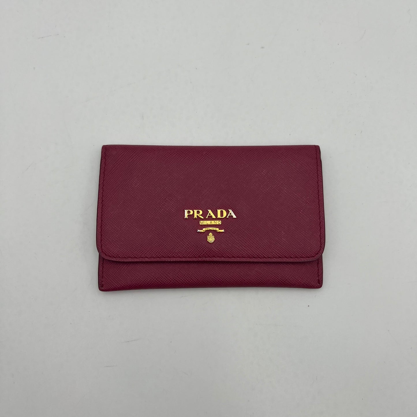 Prada Magenta Pink Saffiano Flap Card Holder
