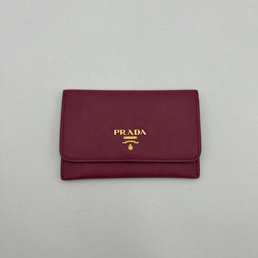 Prada Magenta Pink Saffiano Flap Card Holder