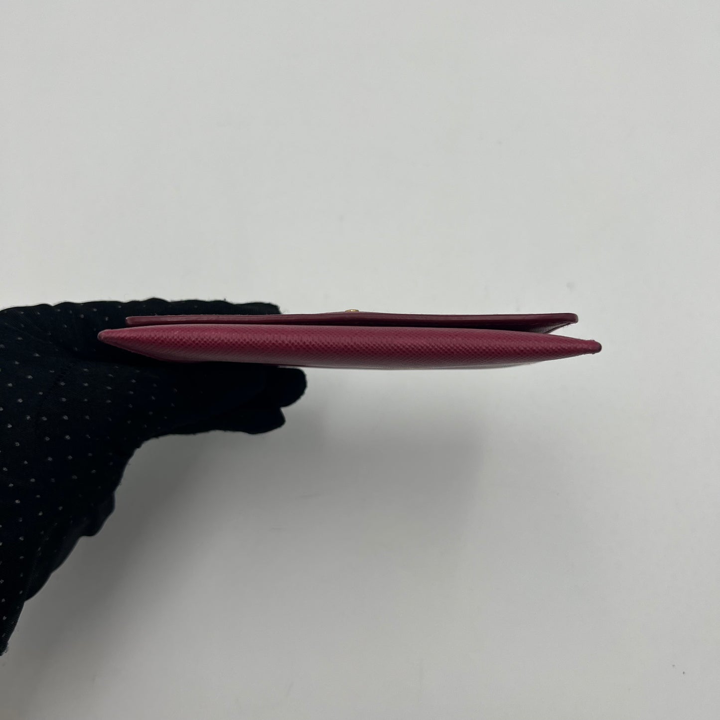 Prada Magenta Pink Saffiano Flap Card Holder