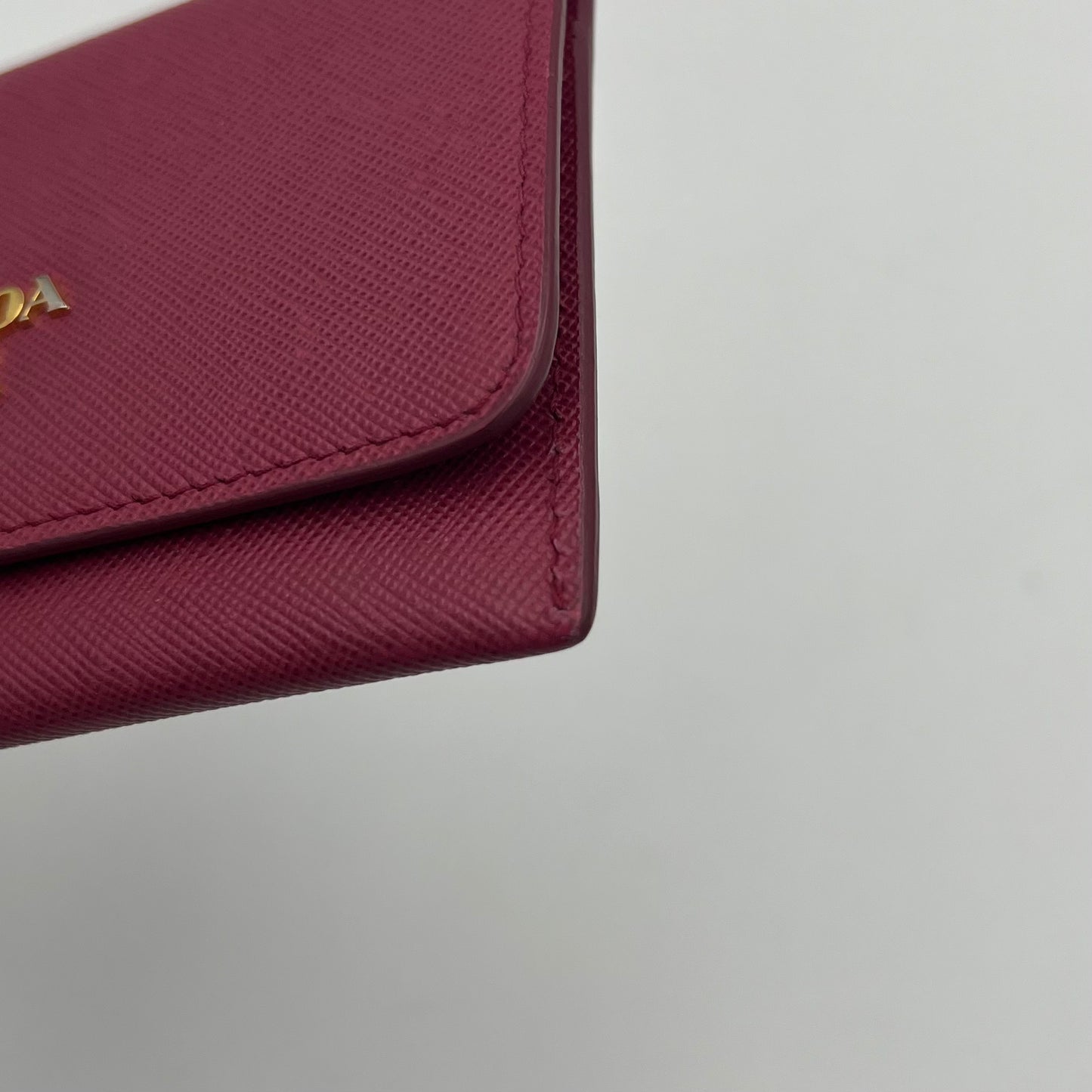 Prada Magenta Pink Saffiano Flap Card Holder