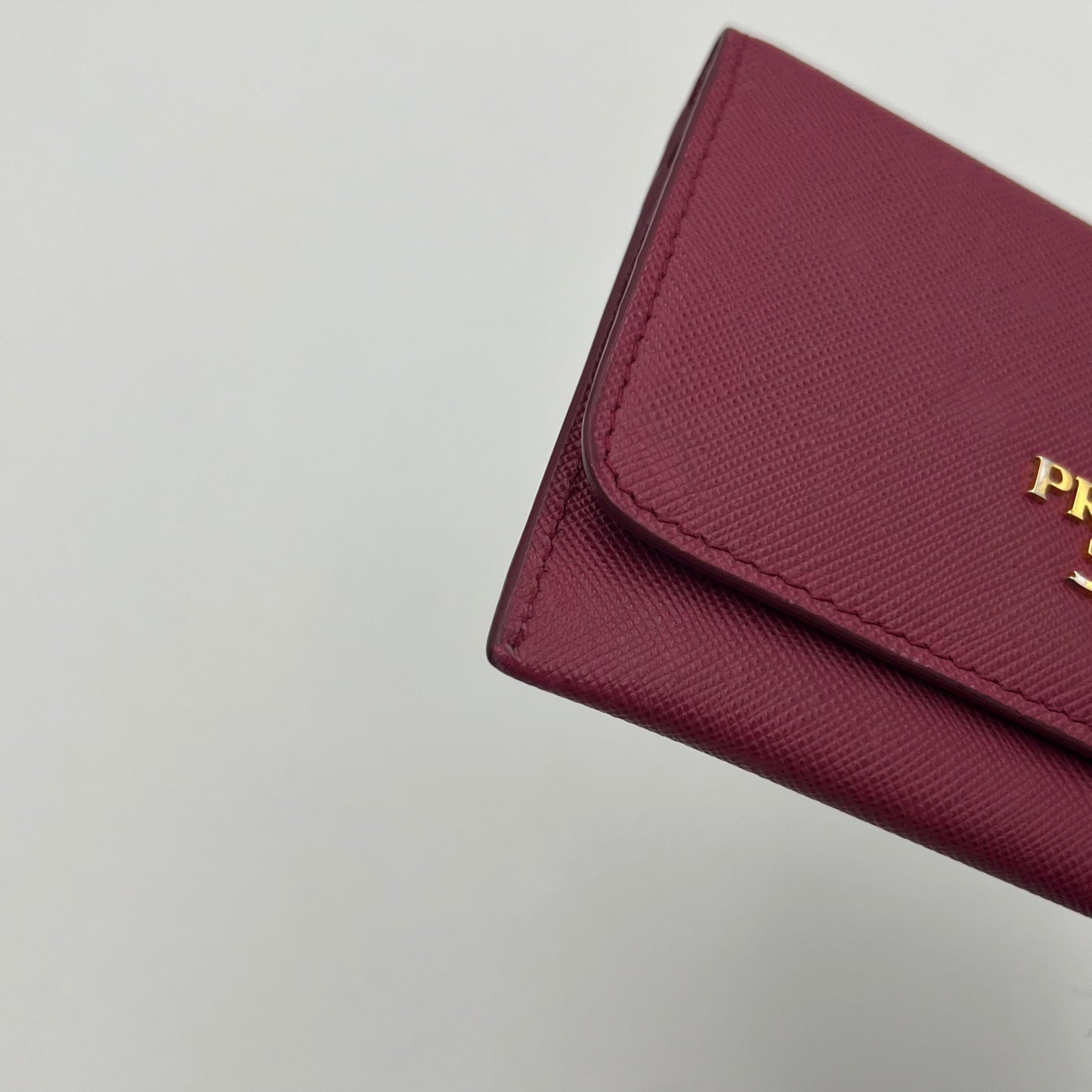 Prada Magenta Pink Saffiano Flap Card Holder