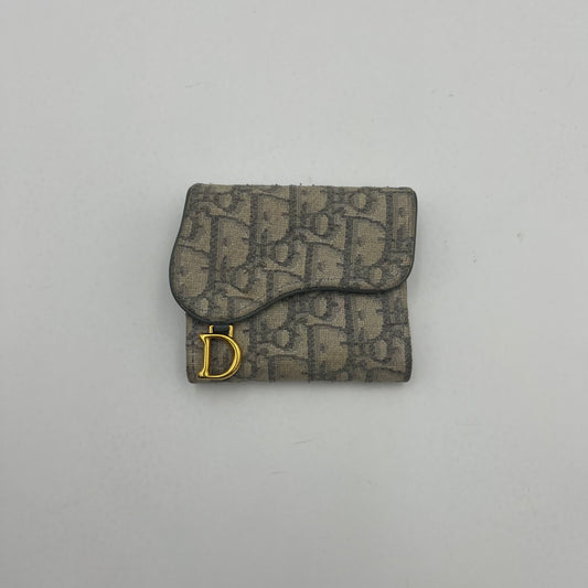 Christian Dior Gray Oblique Saddle Lotus Wallet GHW