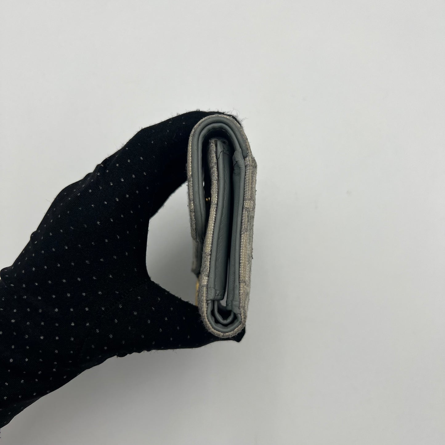 Christian Dior Gray Oblique Saddle Lotus Wallet GHW