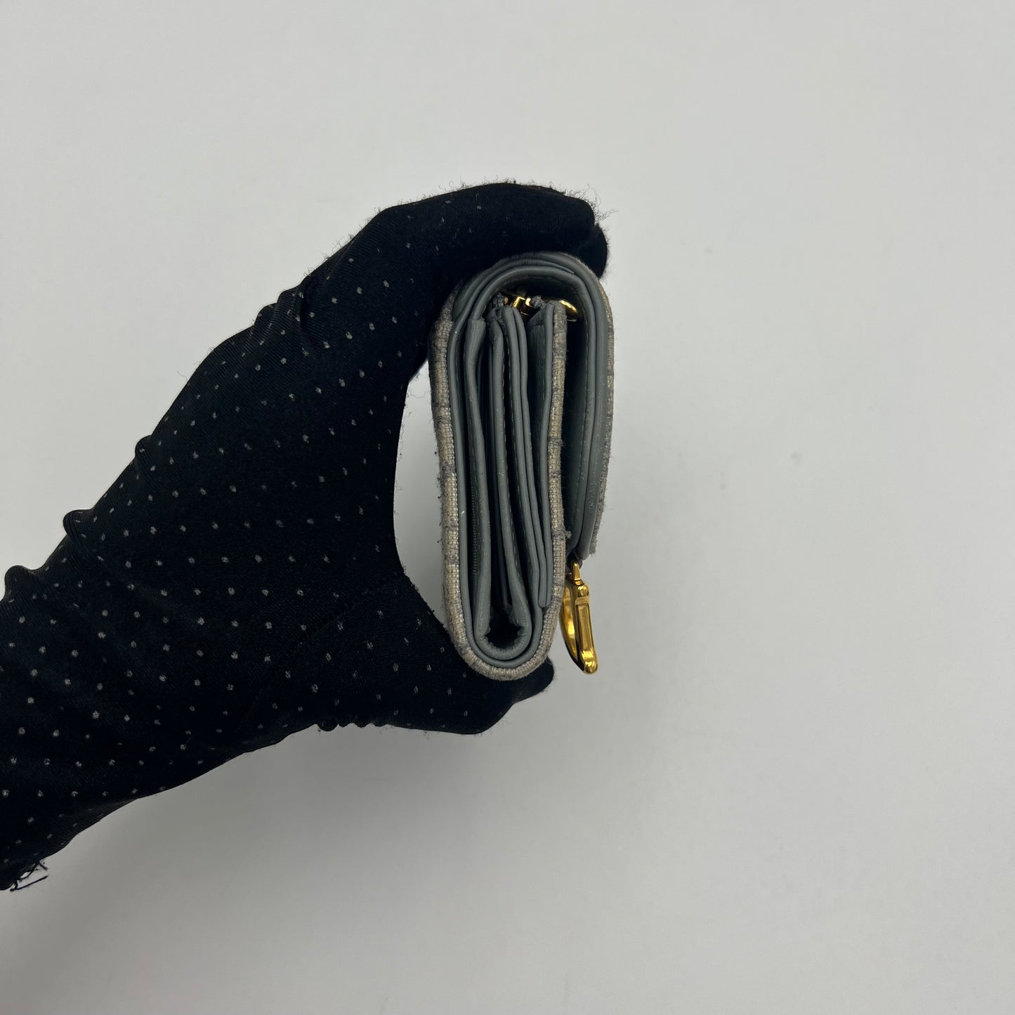 Christian Dior Gray Oblique Saddle Lotus Wallet GHW