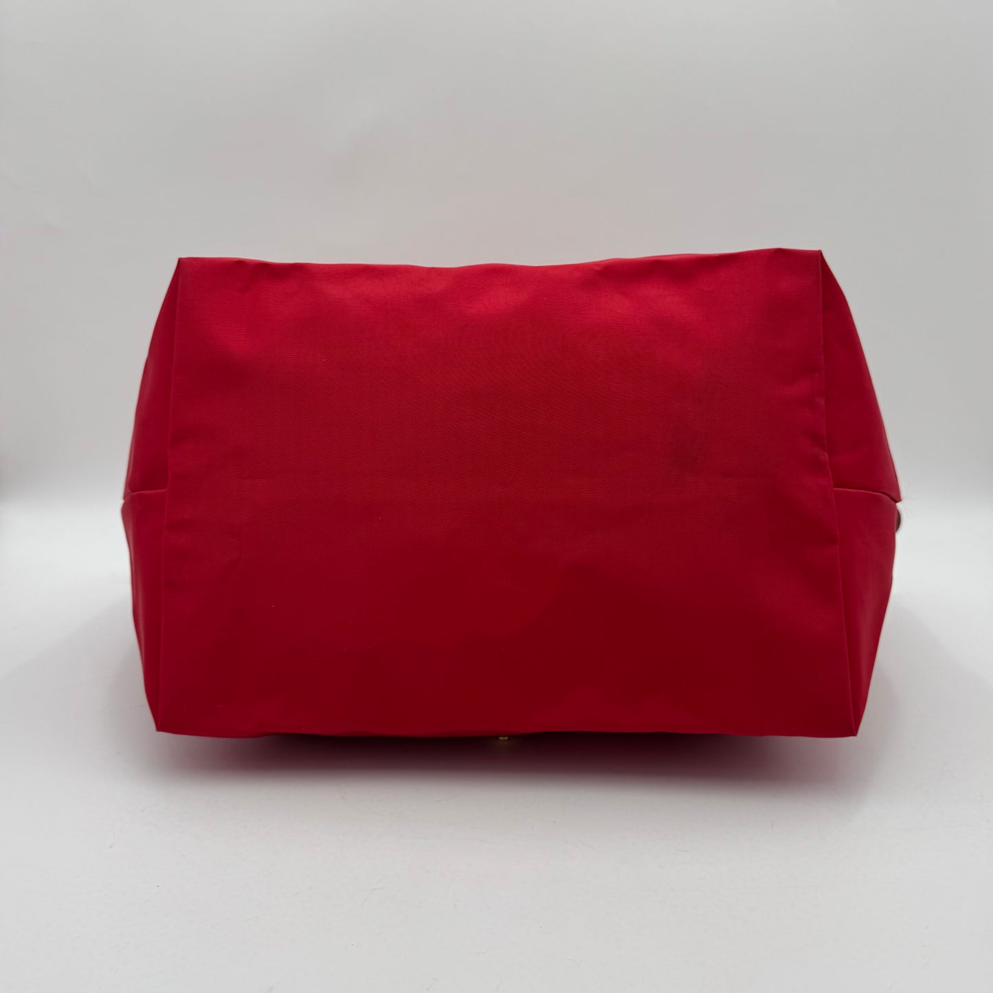 Longchamp Red Nylon Brown Leather Type M Le Pliage