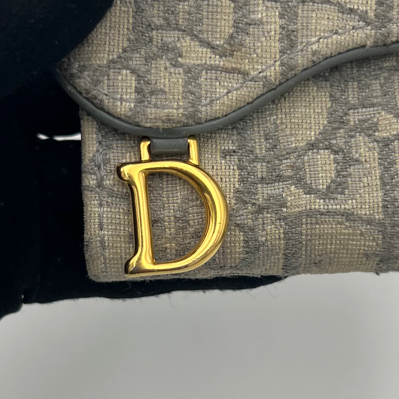 Christian Dior Gray Oblique Saddle Lotus Wallet GHW