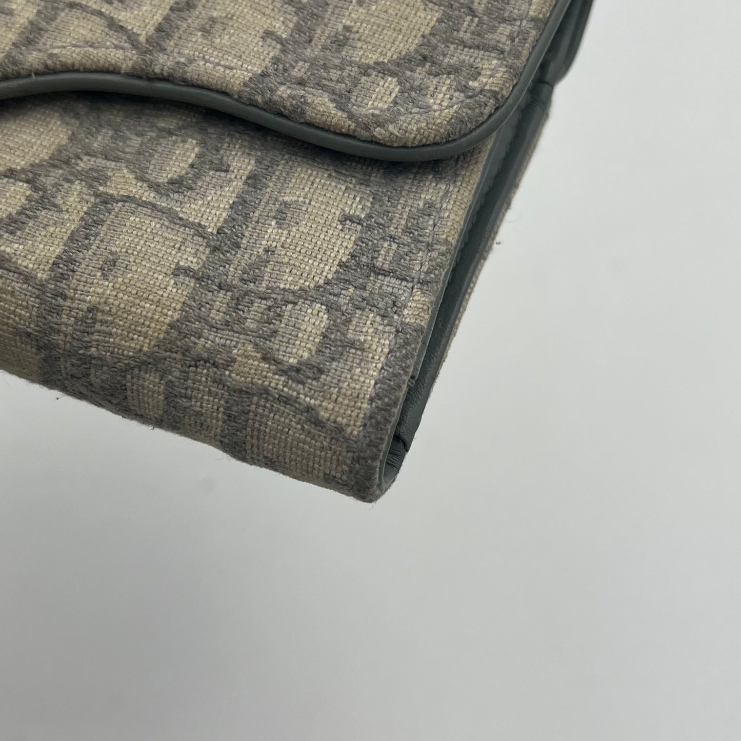 Christian Dior Gray Oblique Saddle Lotus Wallet GHW