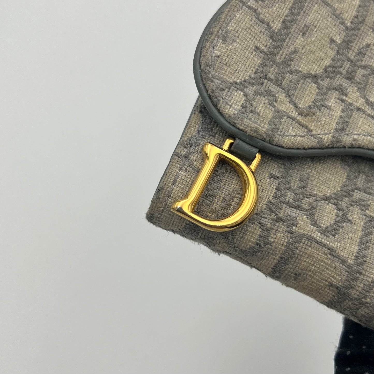 Christian Dior Gray Oblique Saddle Lotus Wallet GHW