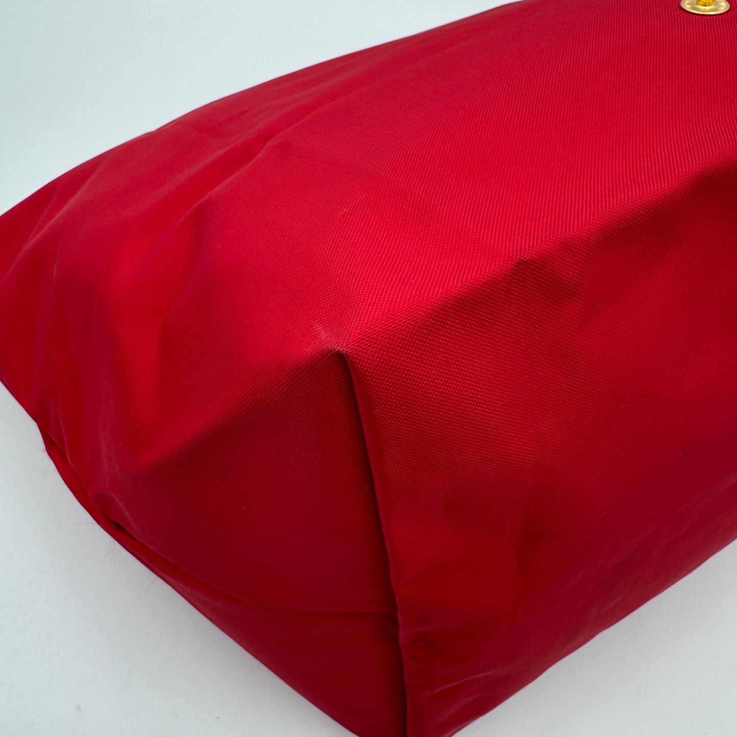 Longchamp Red Nylon Brown Leather Type M Le Pliage