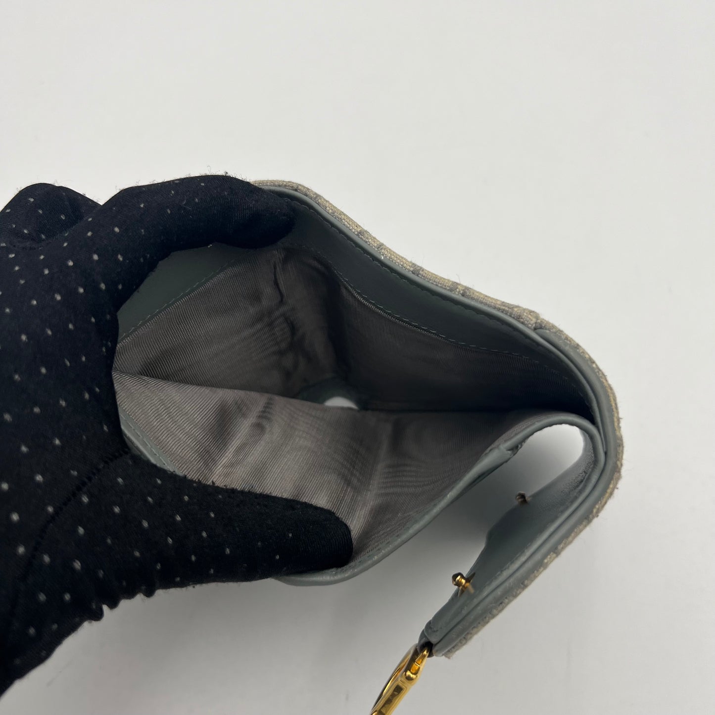 Christian Dior Gray Oblique Saddle Lotus Wallet GHW