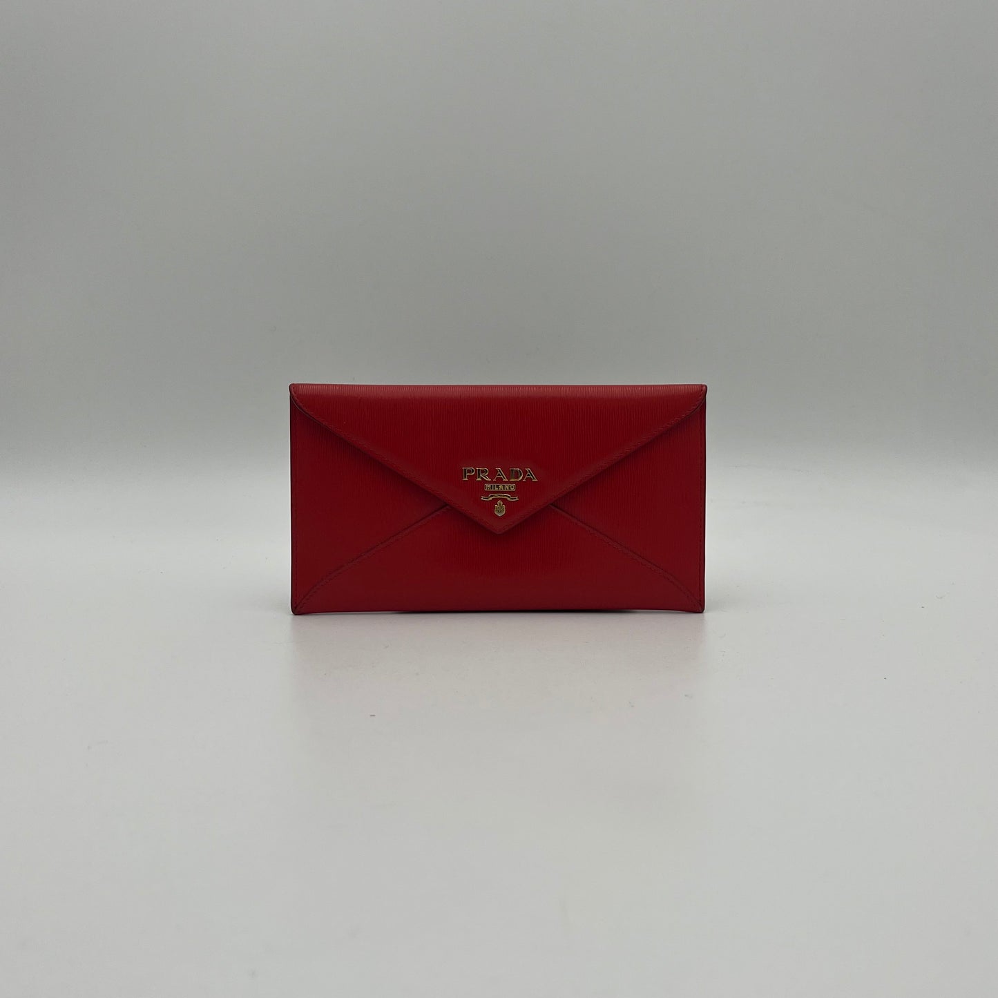 Prada Red Vitello Move Leather Envelope Long Wallet
