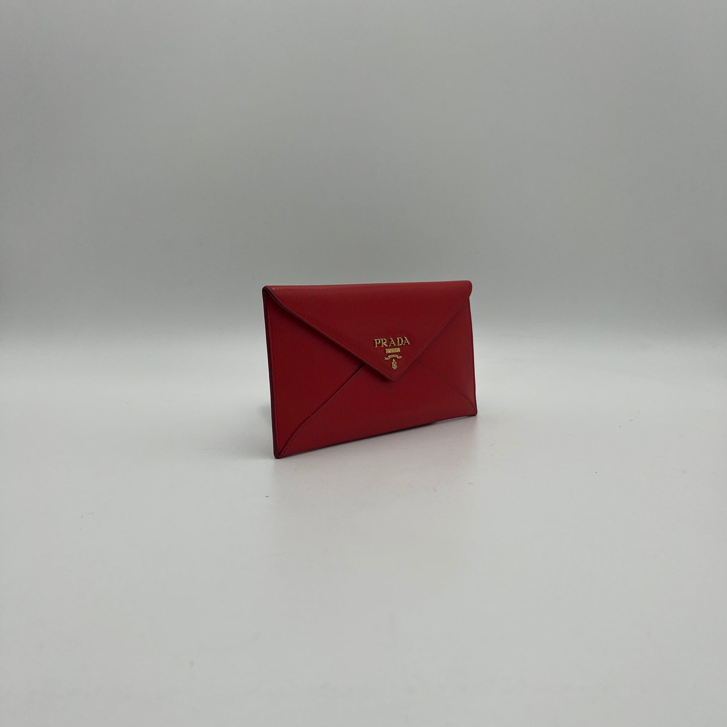 Prada Red Vitello Move Leather Envelope Long Wallet