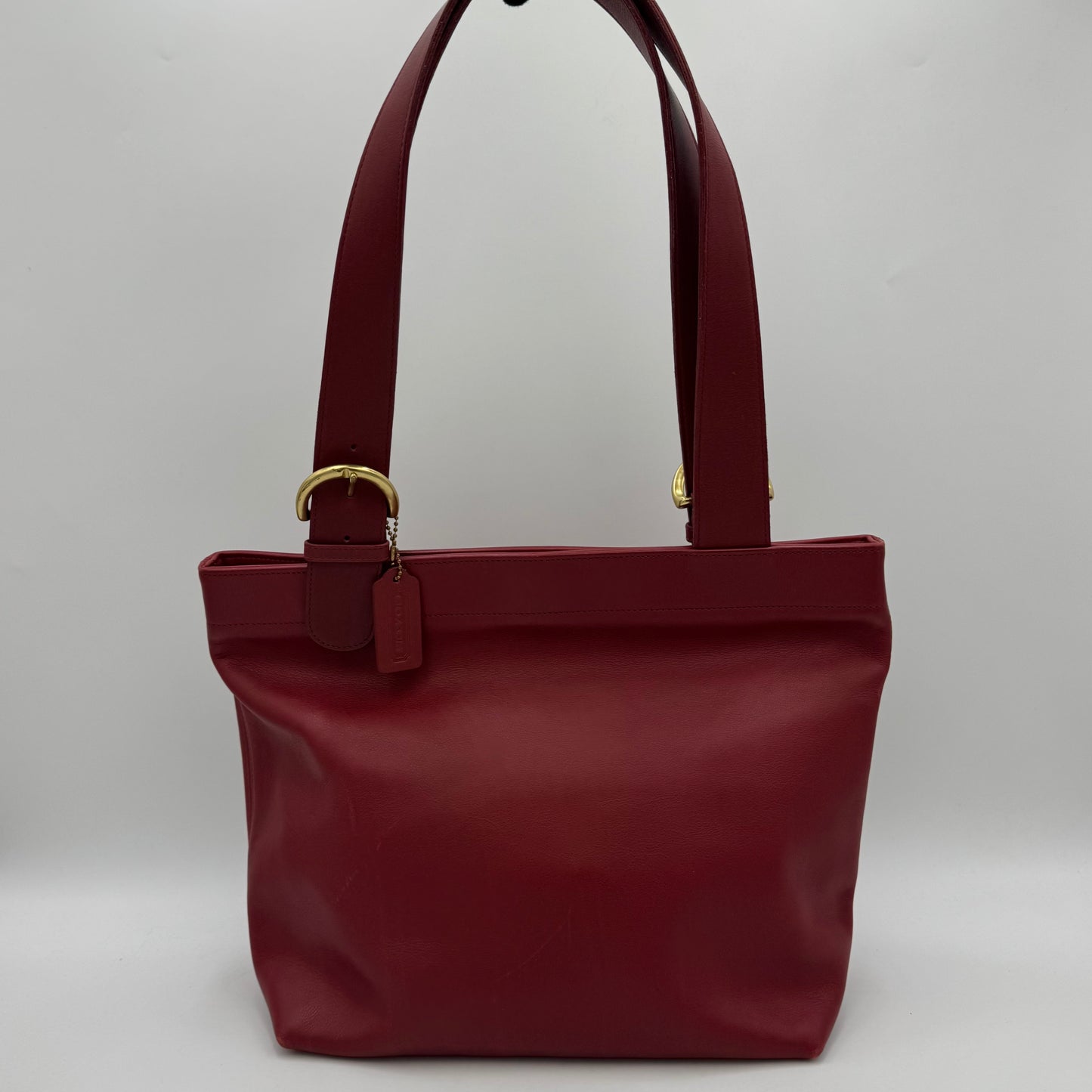 Coach 1997 Cherry Red Leather 4140 Lafayette Large Tote Bag