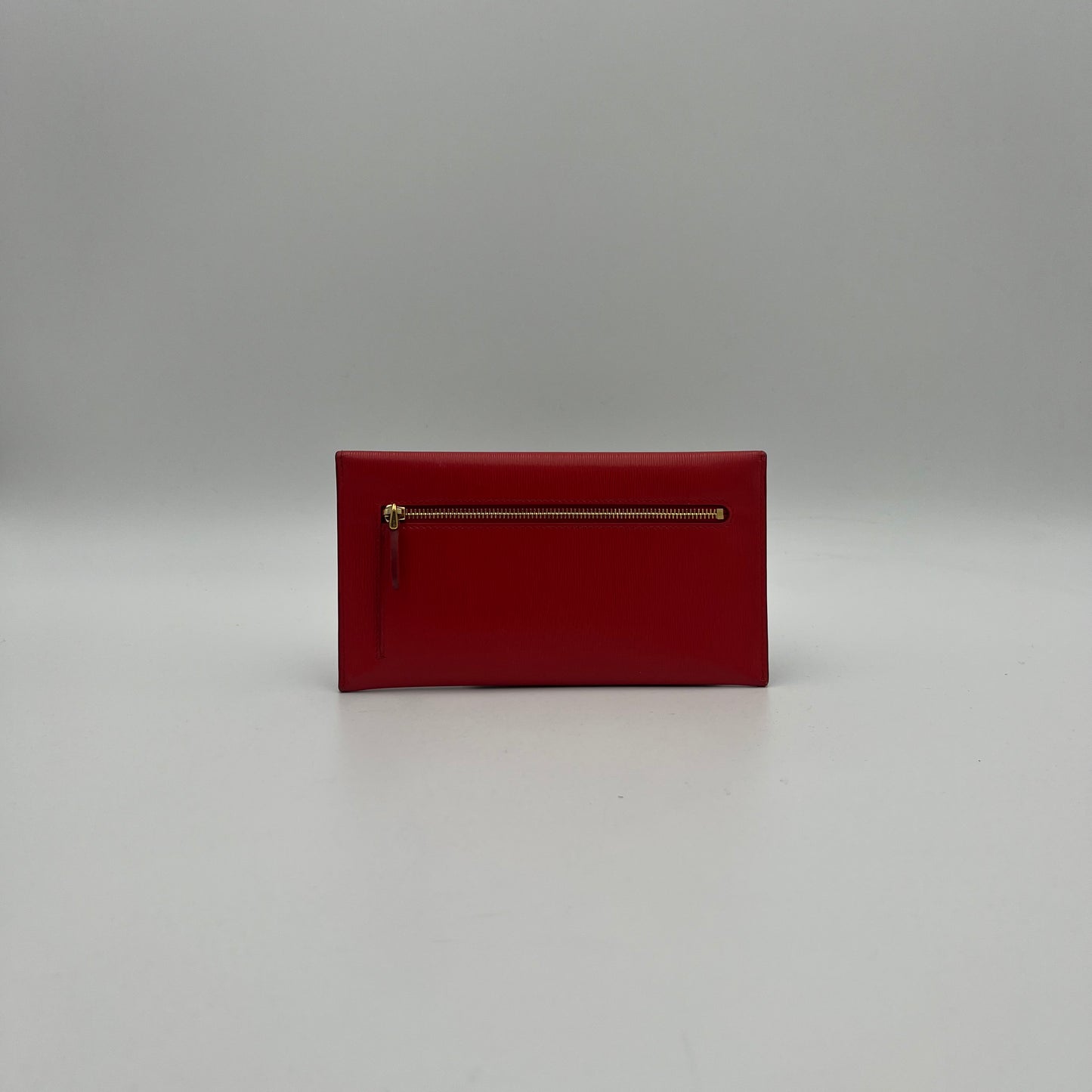 Prada Red Vitello Move Leather Envelope Long Wallet