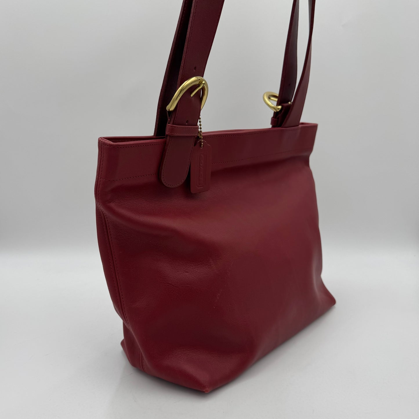 Coach 1997 Cherry Red Leather 4140 Lafayette Large Tote Bag