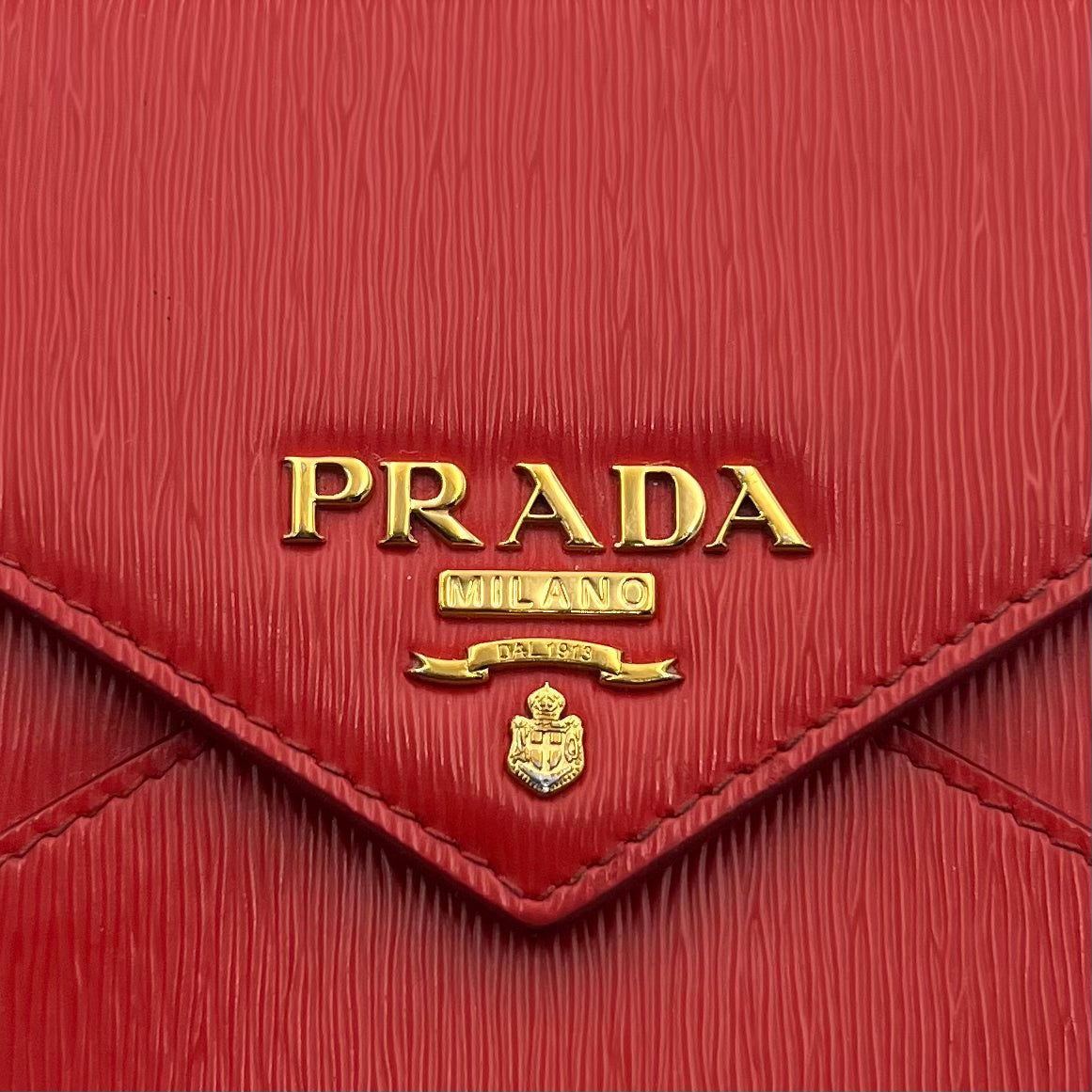 Prada Red Vitello Move Leather Envelope Long Wallet