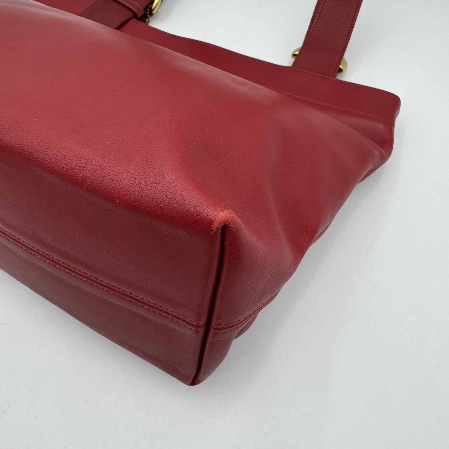 Coach 1997 Cherry Red Leather 4140 Lafayette Large Tote Bag