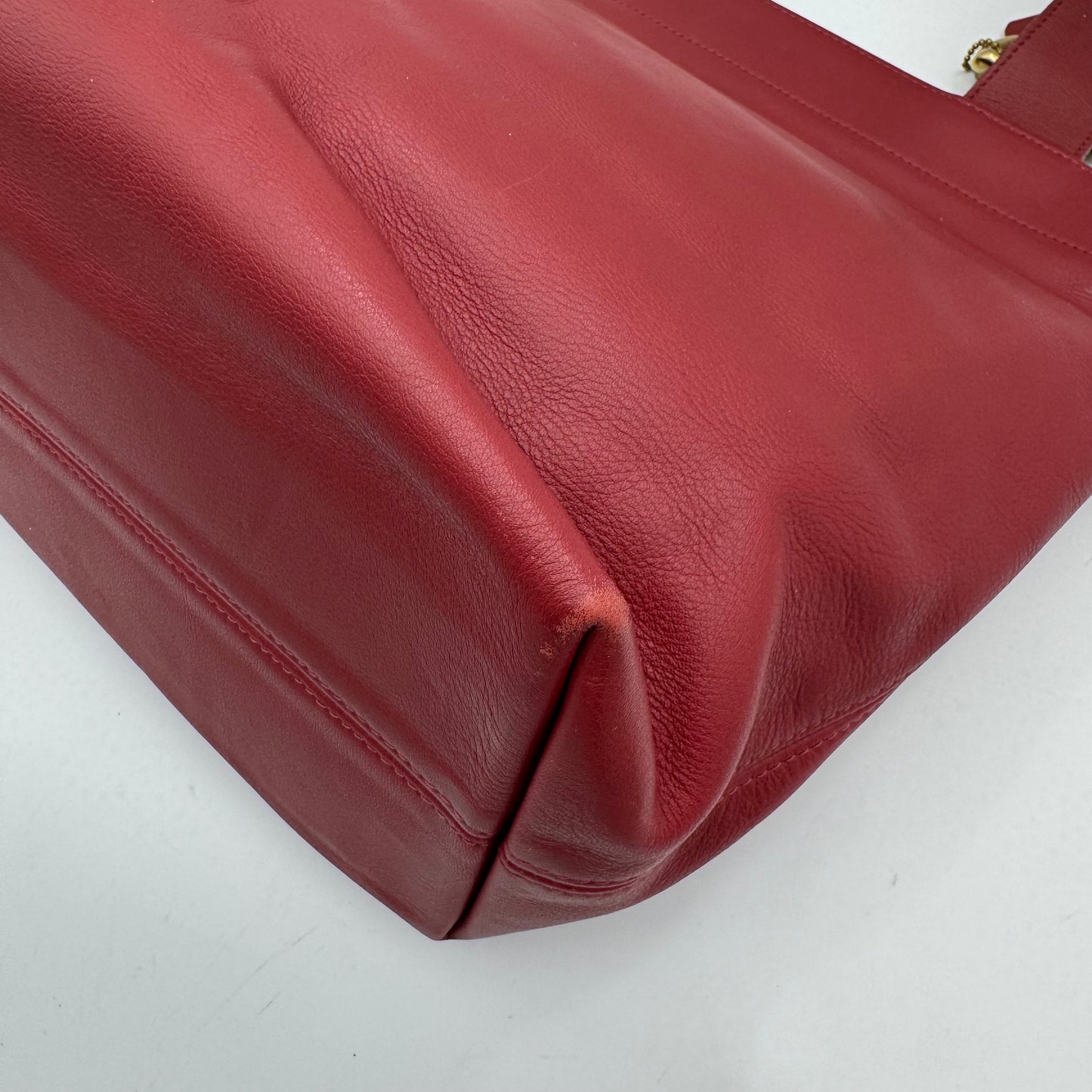 Coach 1997 Cherry Red Leather 4140 Lafayette Large Tote Bag