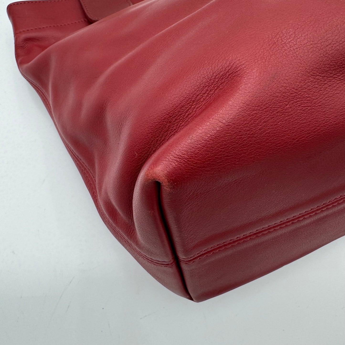 Coach 1997 Cherry Red Leather 4140 Lafayette Large Tote Bag