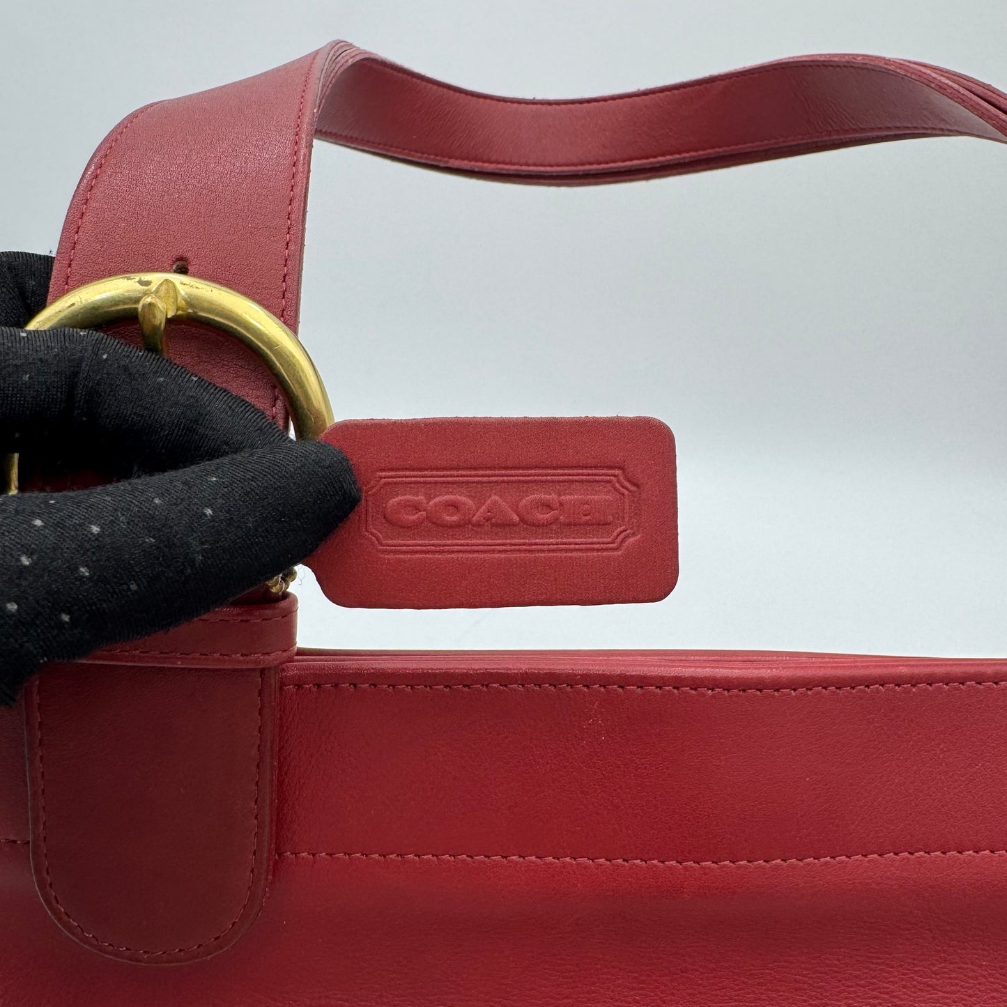 Coach 1997 Cherry Red Leather 4140 Lafayette Large Tote Bag