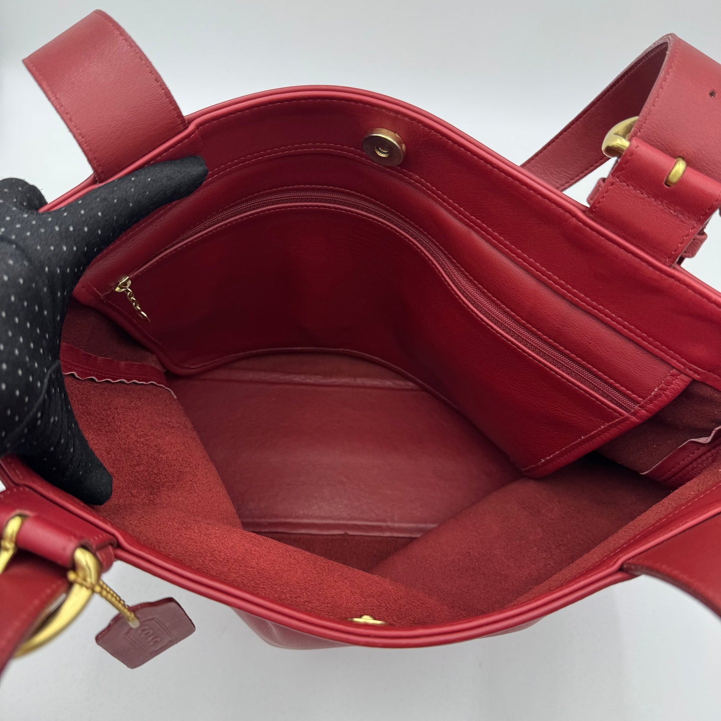 Coach 1997 Cherry Red Leather 4140 Lafayette Large Tote Bag