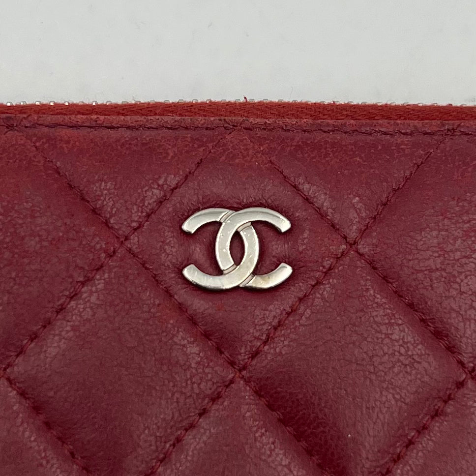 Chanel Red Quilted Lambskin Classic Zip Around Long Wallet SHW