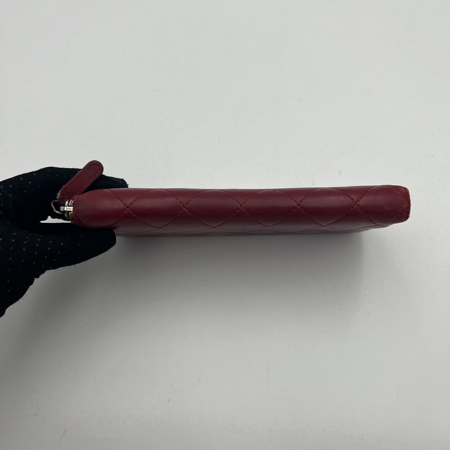 Chanel Red Quilted Lambskin Classic Zip Around Long Wallet SHW