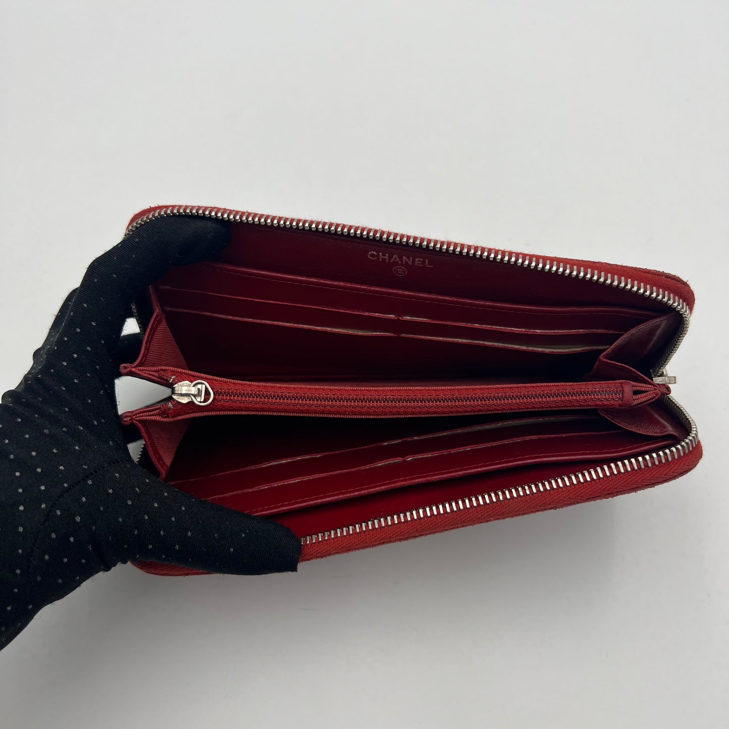 Chanel Red Quilted Lambskin Classic Zip Around Long Wallet SHW
