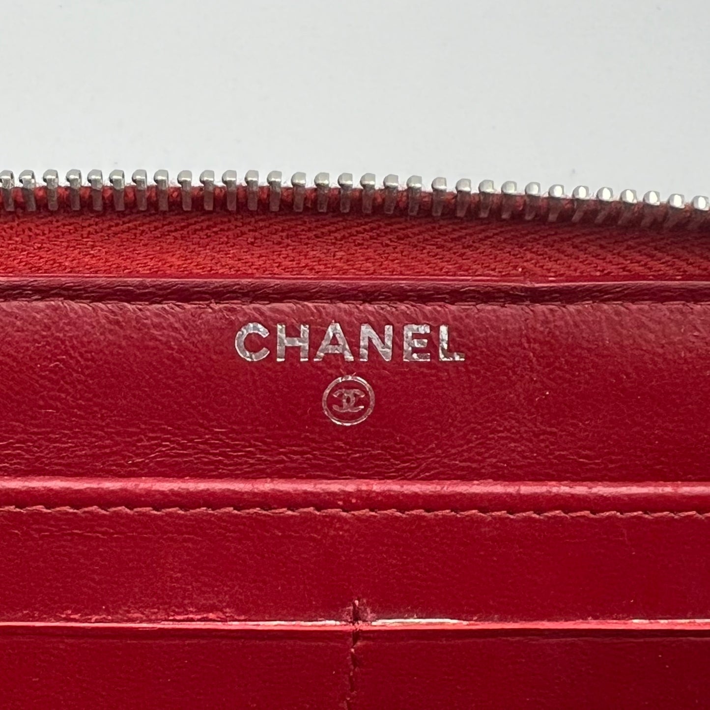 Chanel Red Quilted Lambskin Classic Zip Around Long Wallet SHW