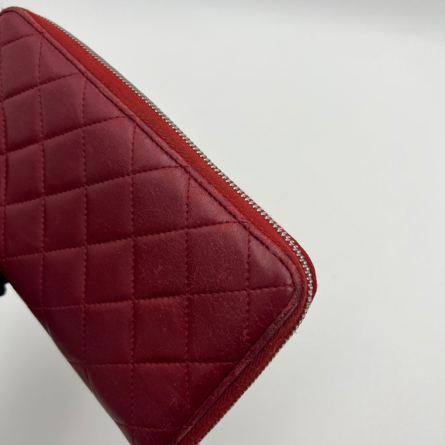 Chanel Red Quilted Lambskin Classic Zip Around Long Wallet SHW