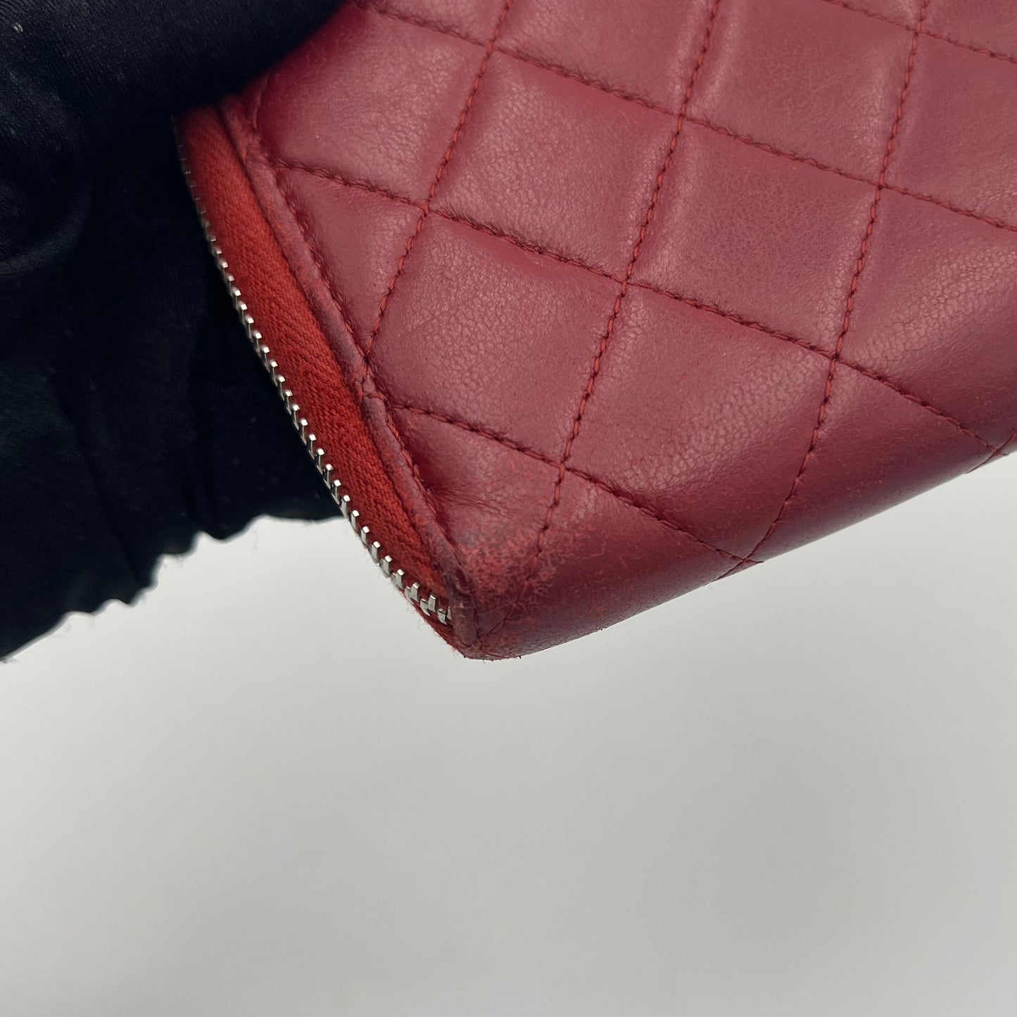 Chanel Red Quilted Lambskin Classic Zip Around Long Wallet SHW