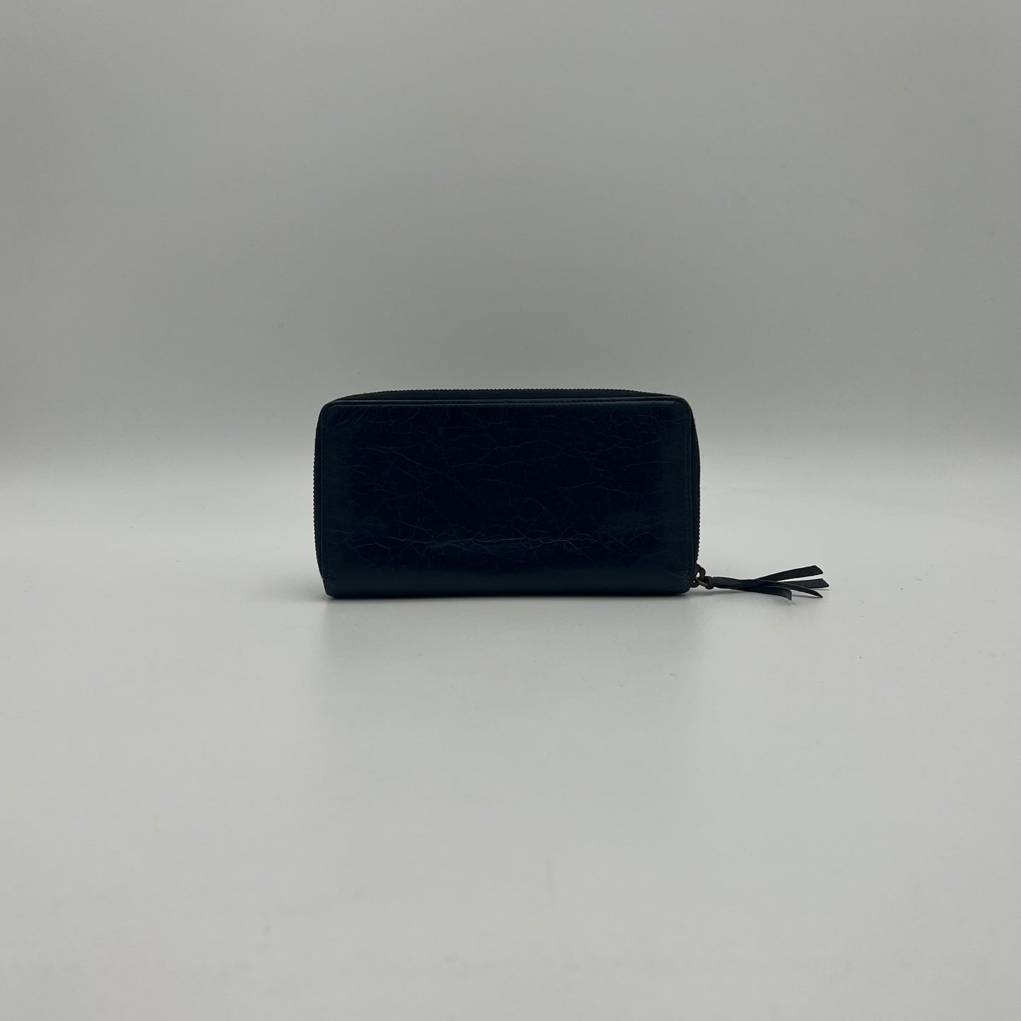Balenciaga Navy Blue Leather Classic City Long Zip Around Wallet