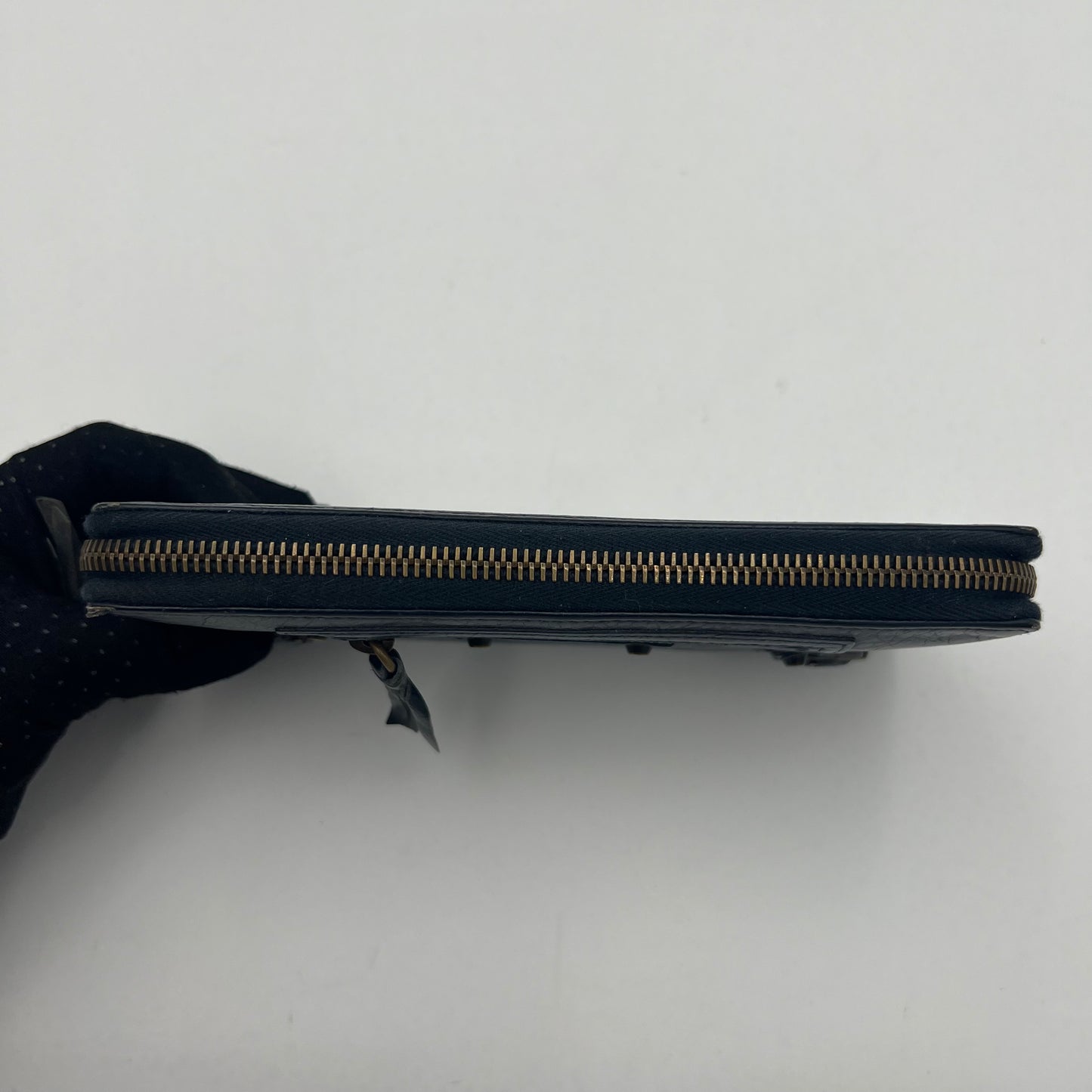 Balenciaga Navy Blue Leather Classic City Long Zip Around Wallet