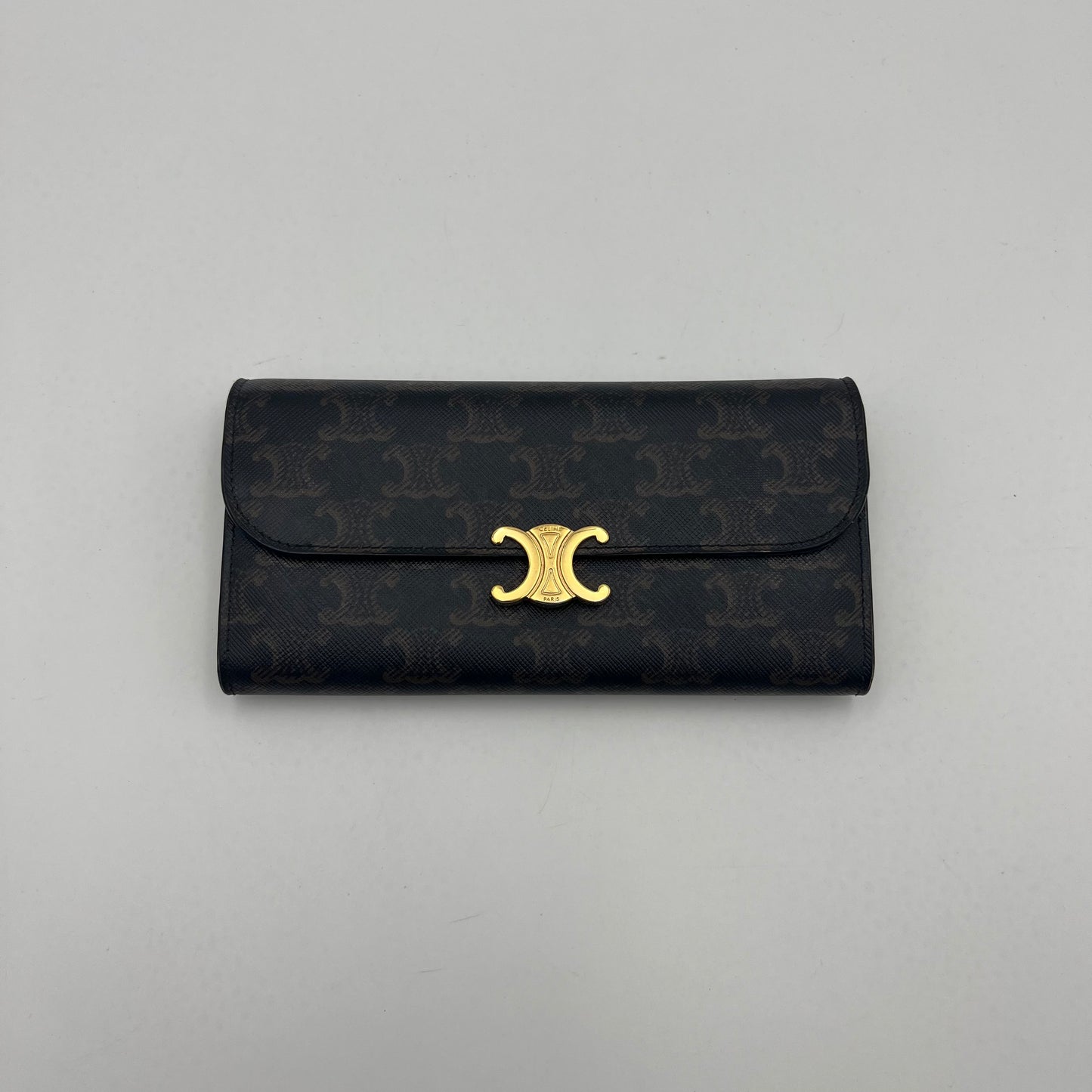 Celine Paris Triomphe Canvas Long Wallet GHW