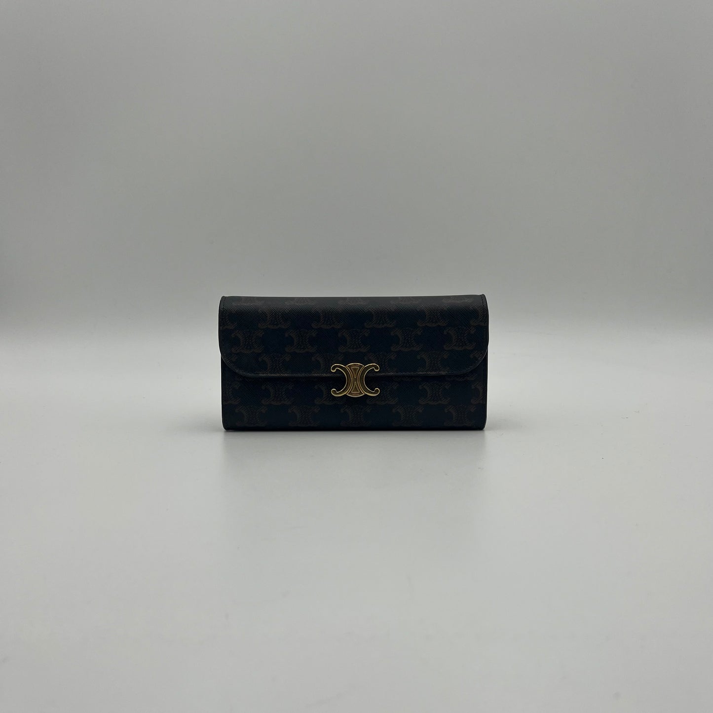 Celine Paris Triomphe Canvas Long Wallet GHW