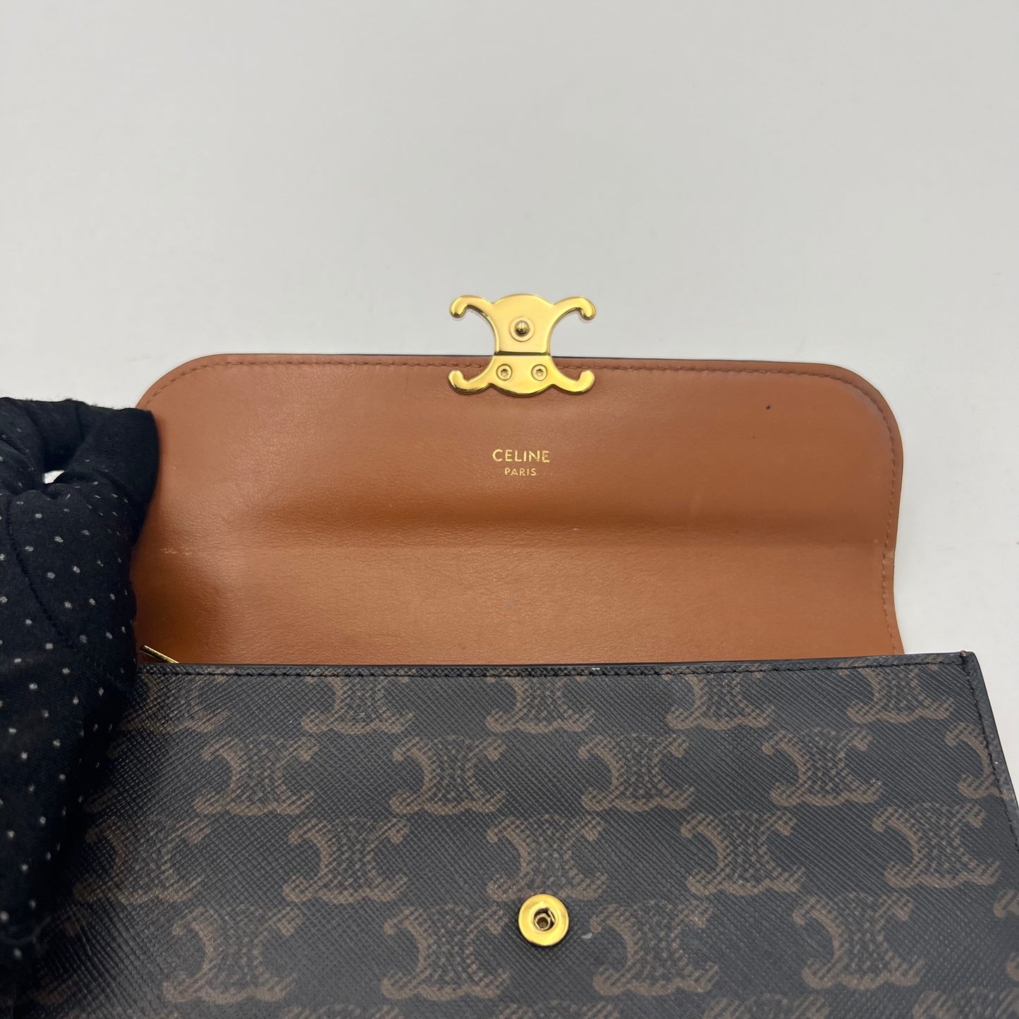 Celine Paris Triomphe Canvas Long Wallet GHW