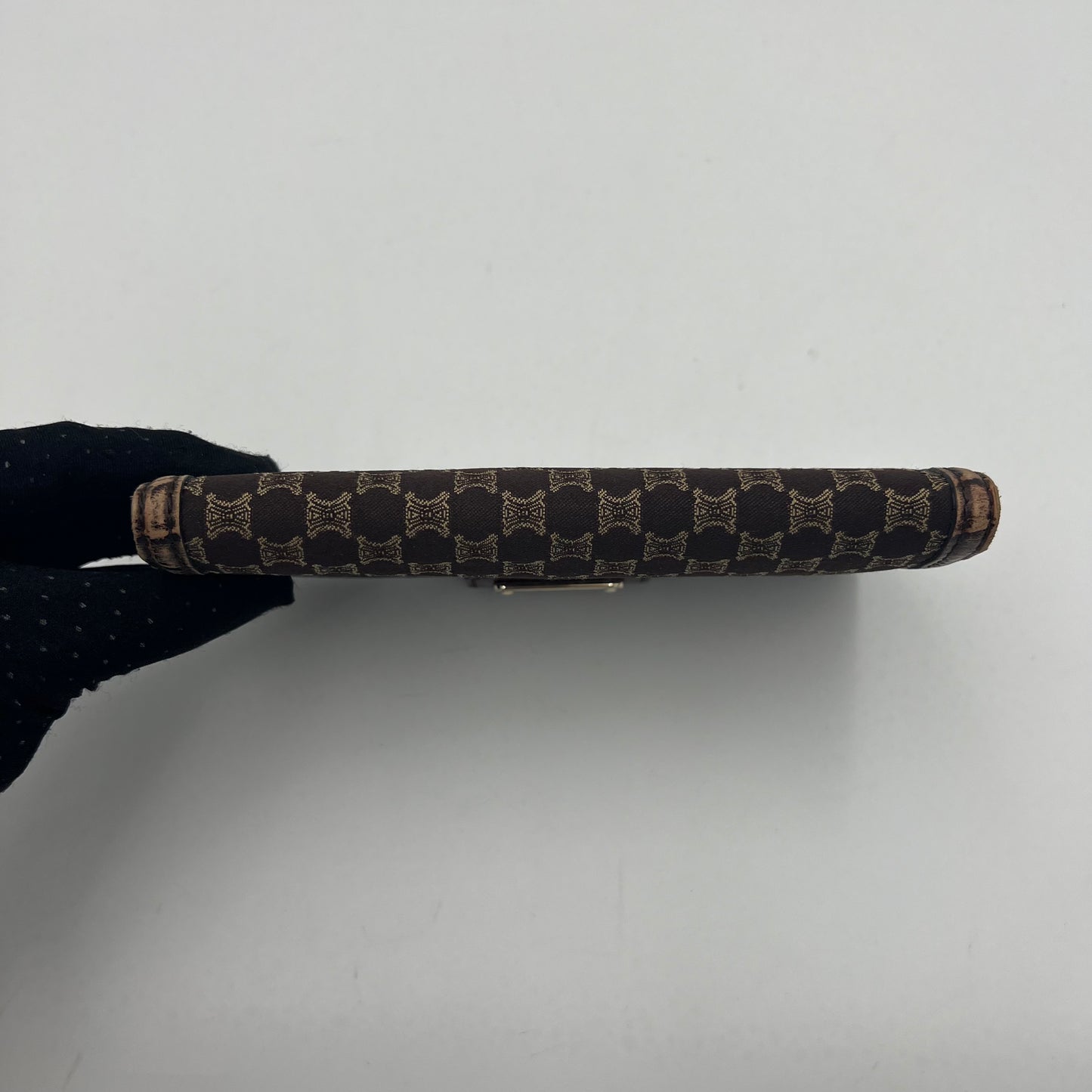 Celine Triomphe Canvas Croc Embossed Leather Long Wallet