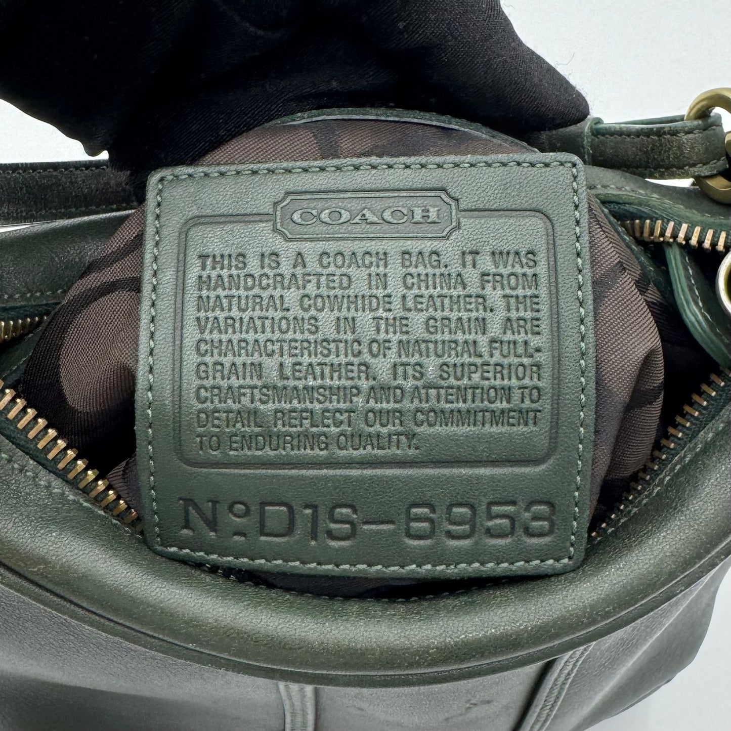 Coach 6950 Green Leather Amanda Hobo Shoulder Bag