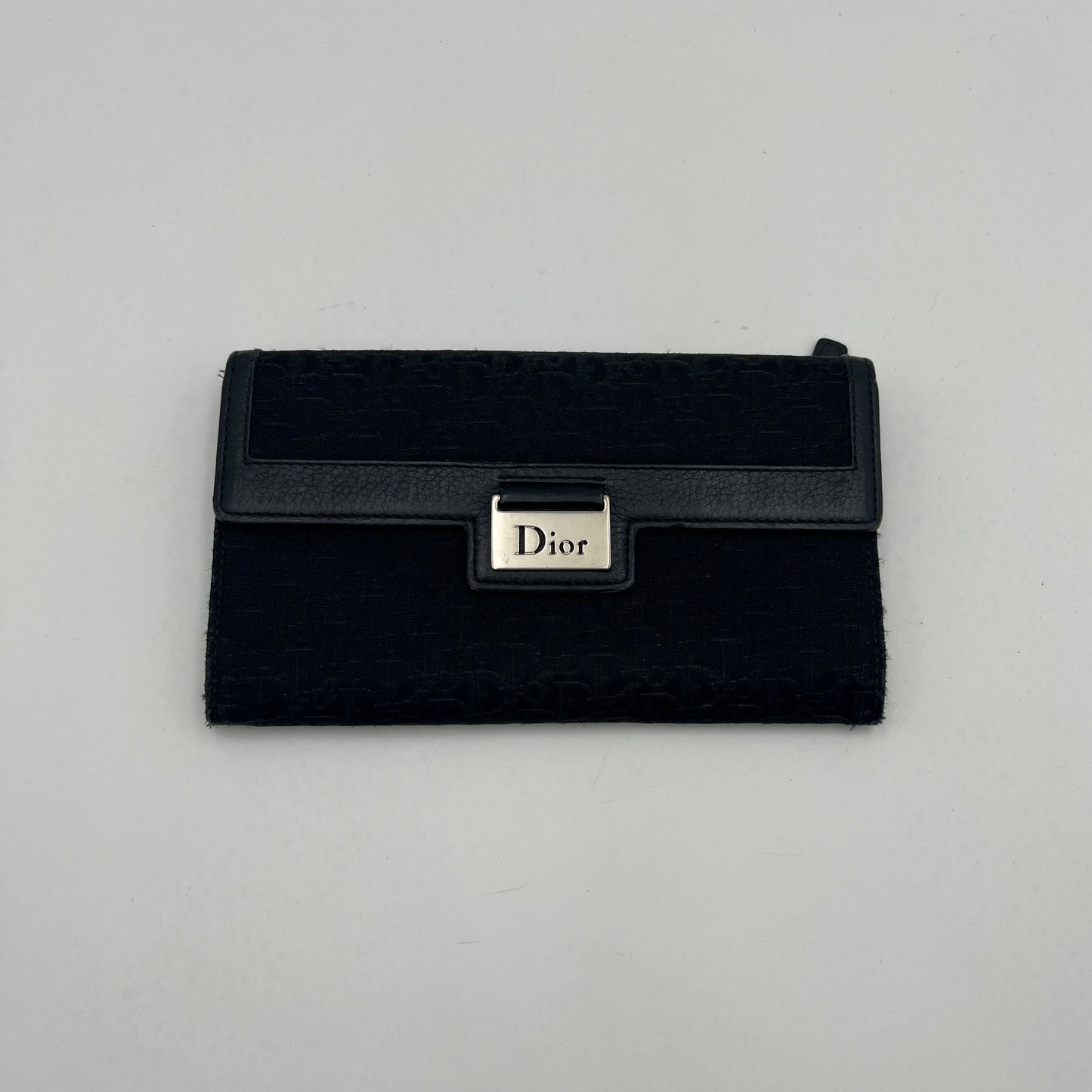 Chirstian Dior Black Trotter Street Chic Trifold Long Wallet