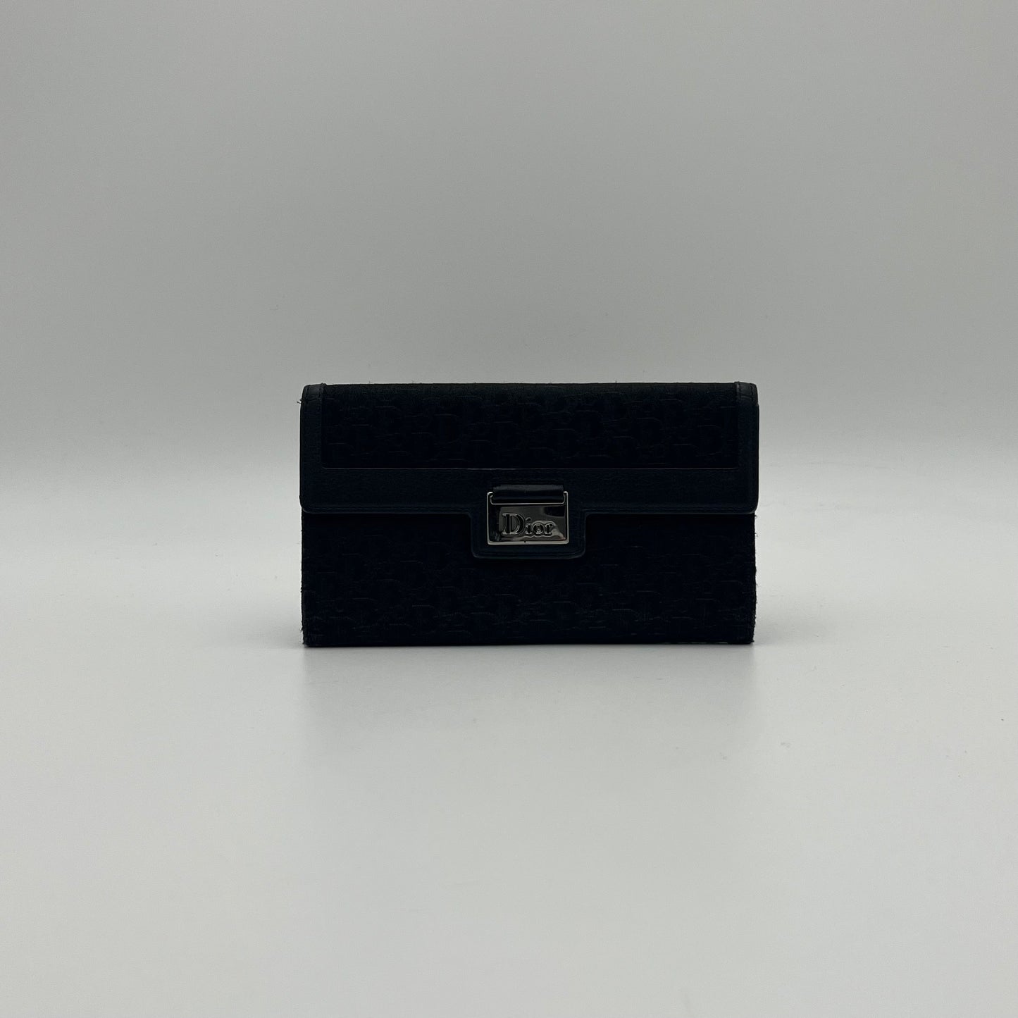 Chirstian Dior Black Trotter Street Chic Trifold Long Wallet