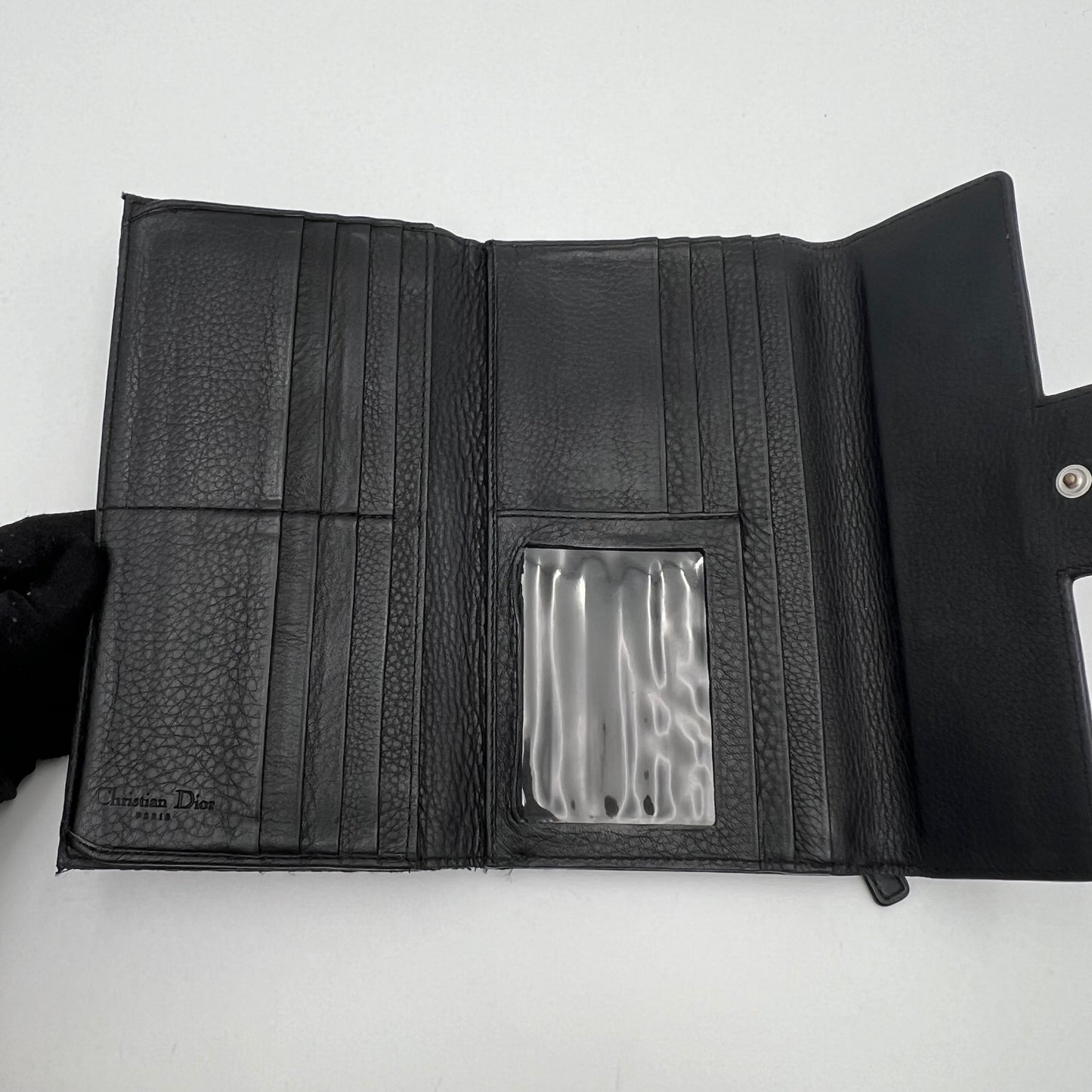 Chirstian Dior Black Trotter Street Chic Trifold Long Wallet