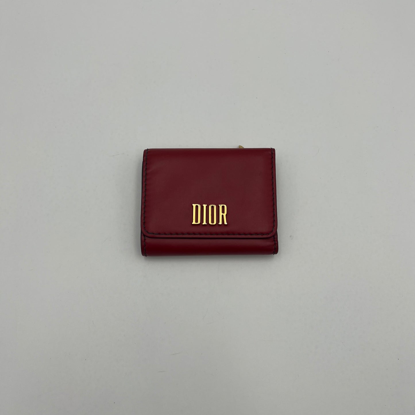 Chirstian Dior Red Leather D-Fence Short Compact Wallet
