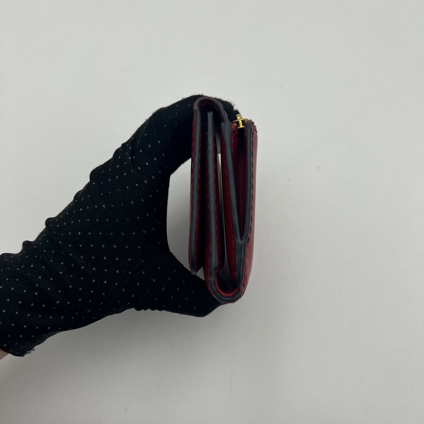 Chirstian Dior Red Leather D-Fence Short Compact Wallet