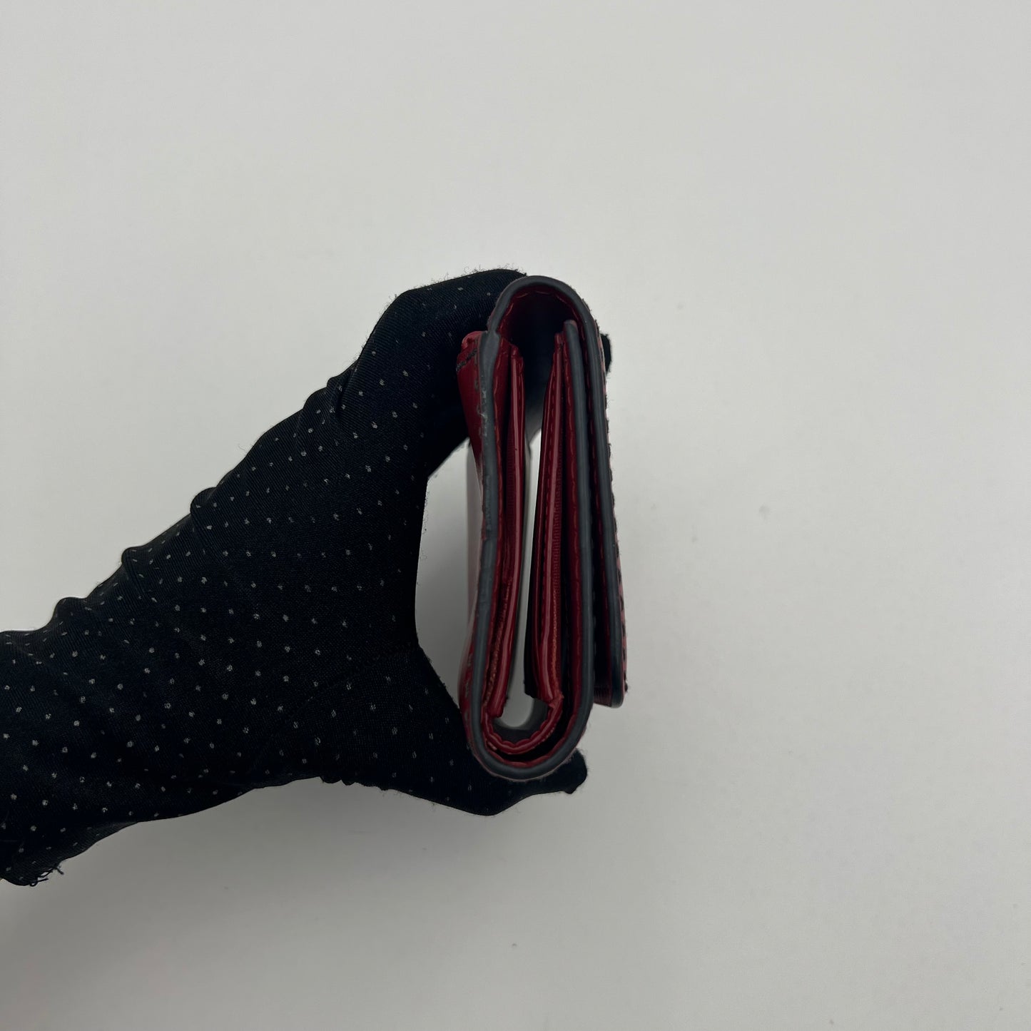 Chirstian Dior Red Leather D-Fence Short Compact Wallet