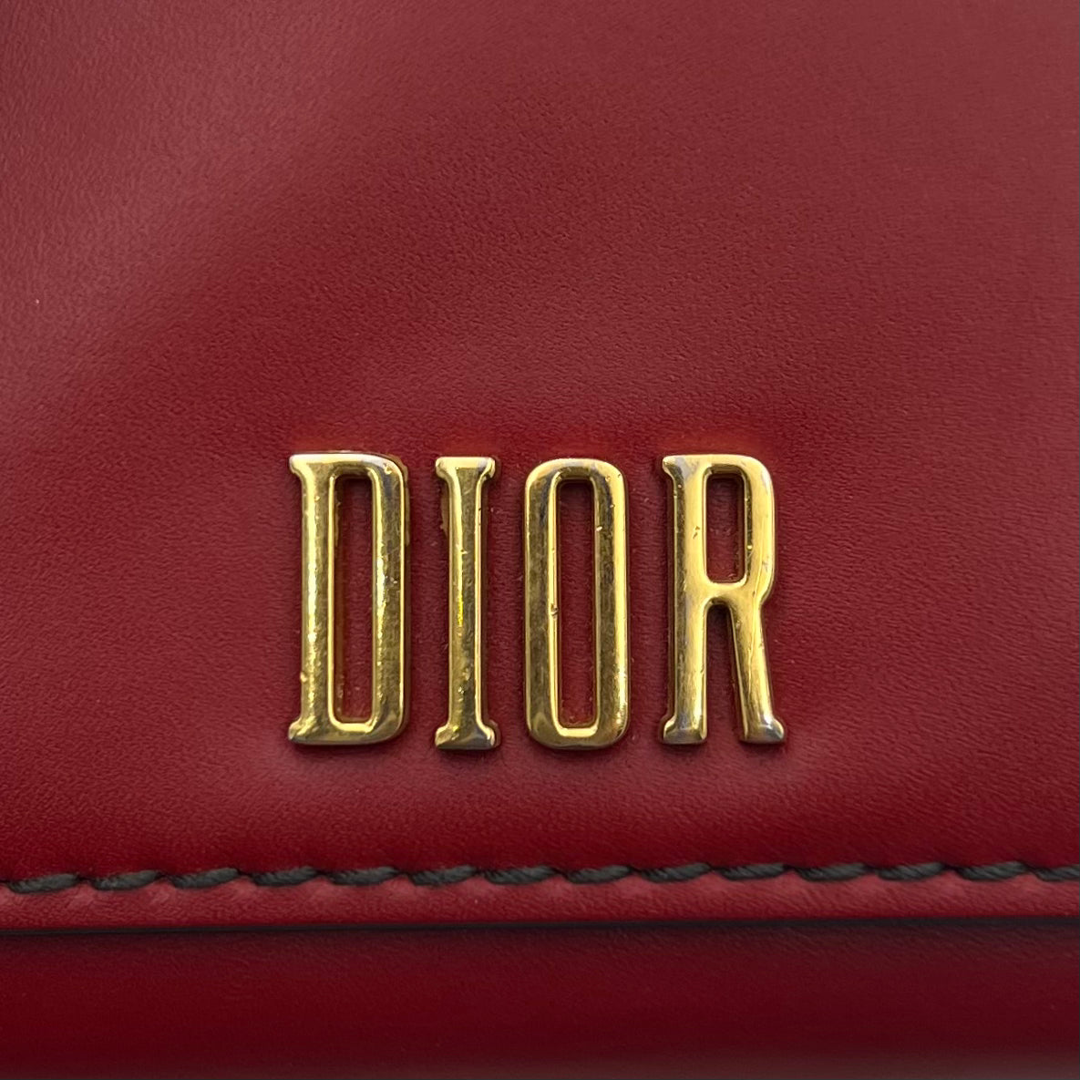 Chirstian Dior Red Leather D-Fence Short Compact Wallet