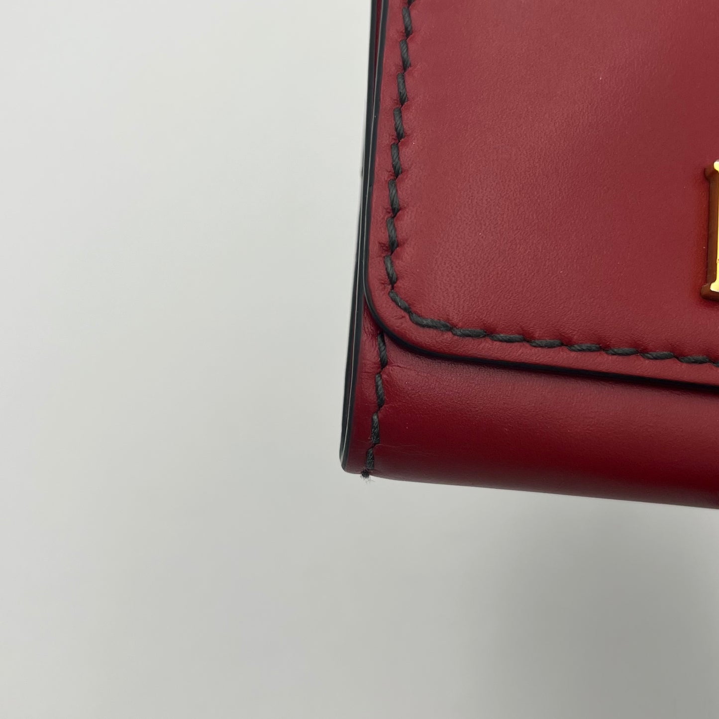 Chirstian Dior Red Leather D-Fence Short Compact Wallet