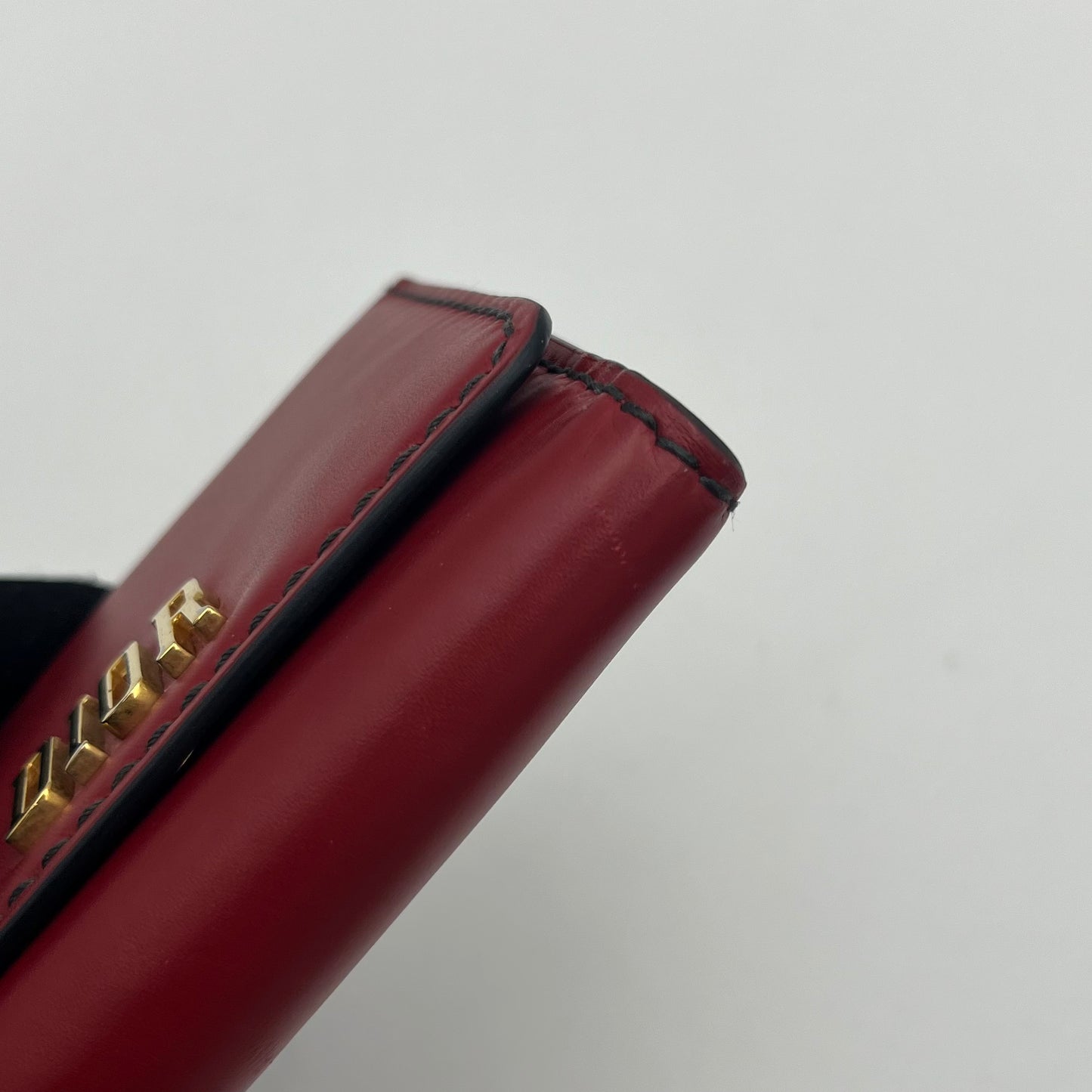 Chirstian Dior Red Leather D-Fence Short Compact Wallet